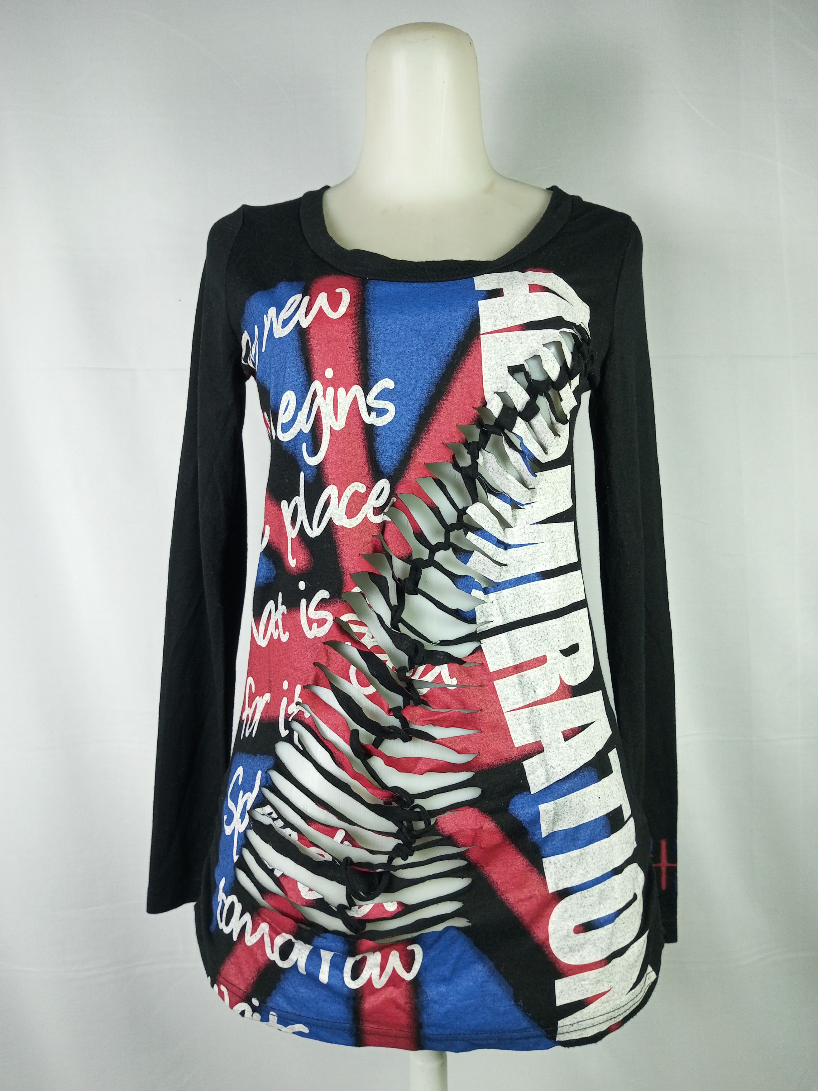 If Six Was Nine × Japanese Brand × Le Grande Bleu (L.G.B.) Knick Knack Distressed Grunge Punk long Sleeve Tshirt Size M / US 6-8 / IT 42-44 - 1 Thumbnail