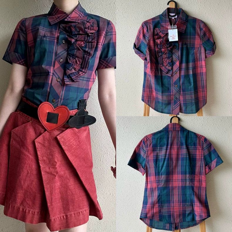 Vivienne Westwood Vivienne Westwood size2 Red checkered ruffled shirt Size M / US 6-8 / IT 42-44 - 1 Thumbnail