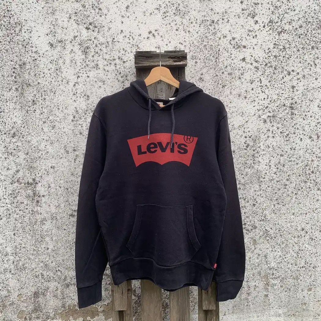 LVC × Levi's × Vintage Y2K Levi’s Box Hoodie Levis Sweater Black Faded Pullover Size US M / EU 48-50 / 2 - 1 Thumbnail