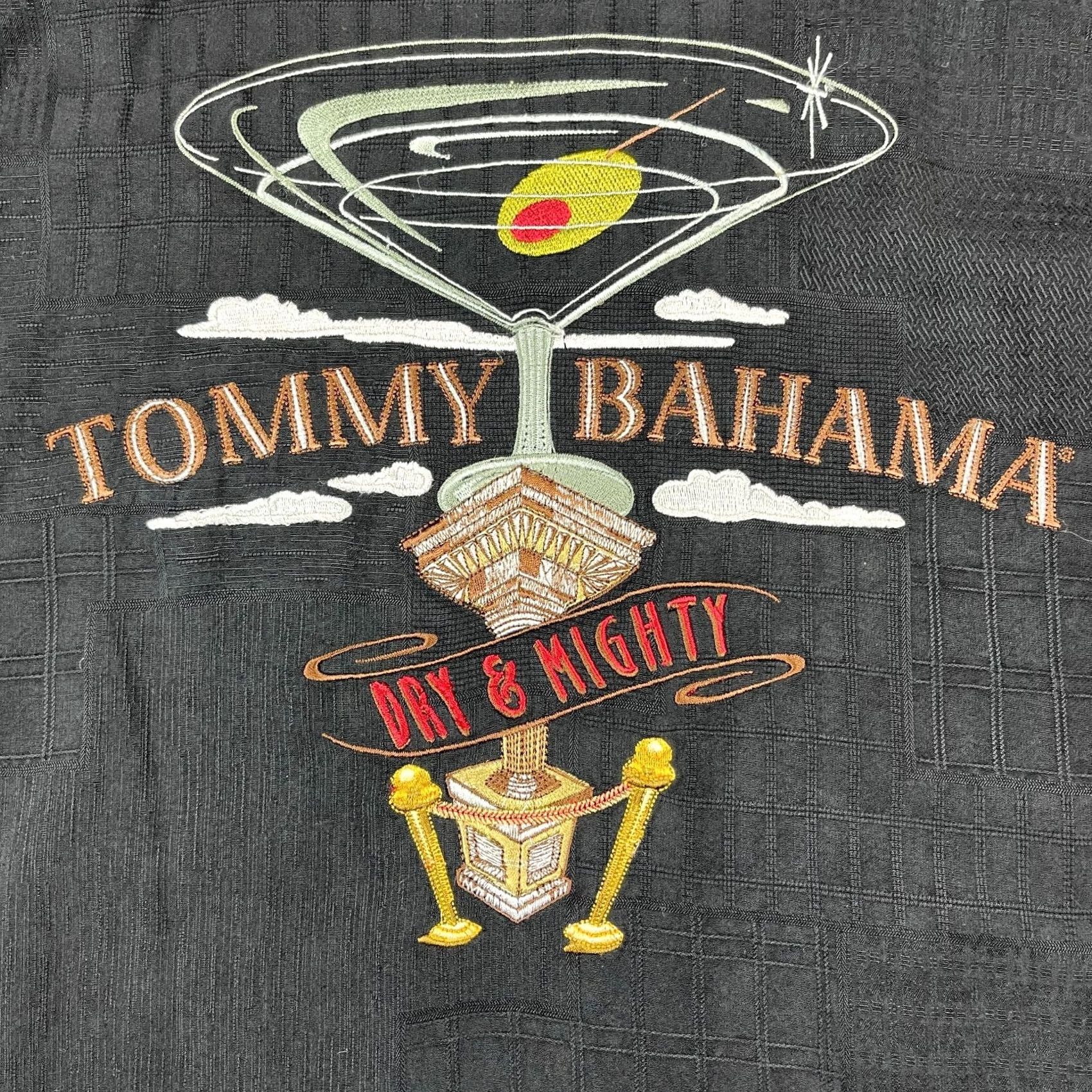 Tommy Bahama Tommy Bahama Camp Shirt Mens XL Black Silk Embroidered Martini Dry & Mighty Button-Up Casual Size US XL / EU 56 / 4 - 2 Thumbnail