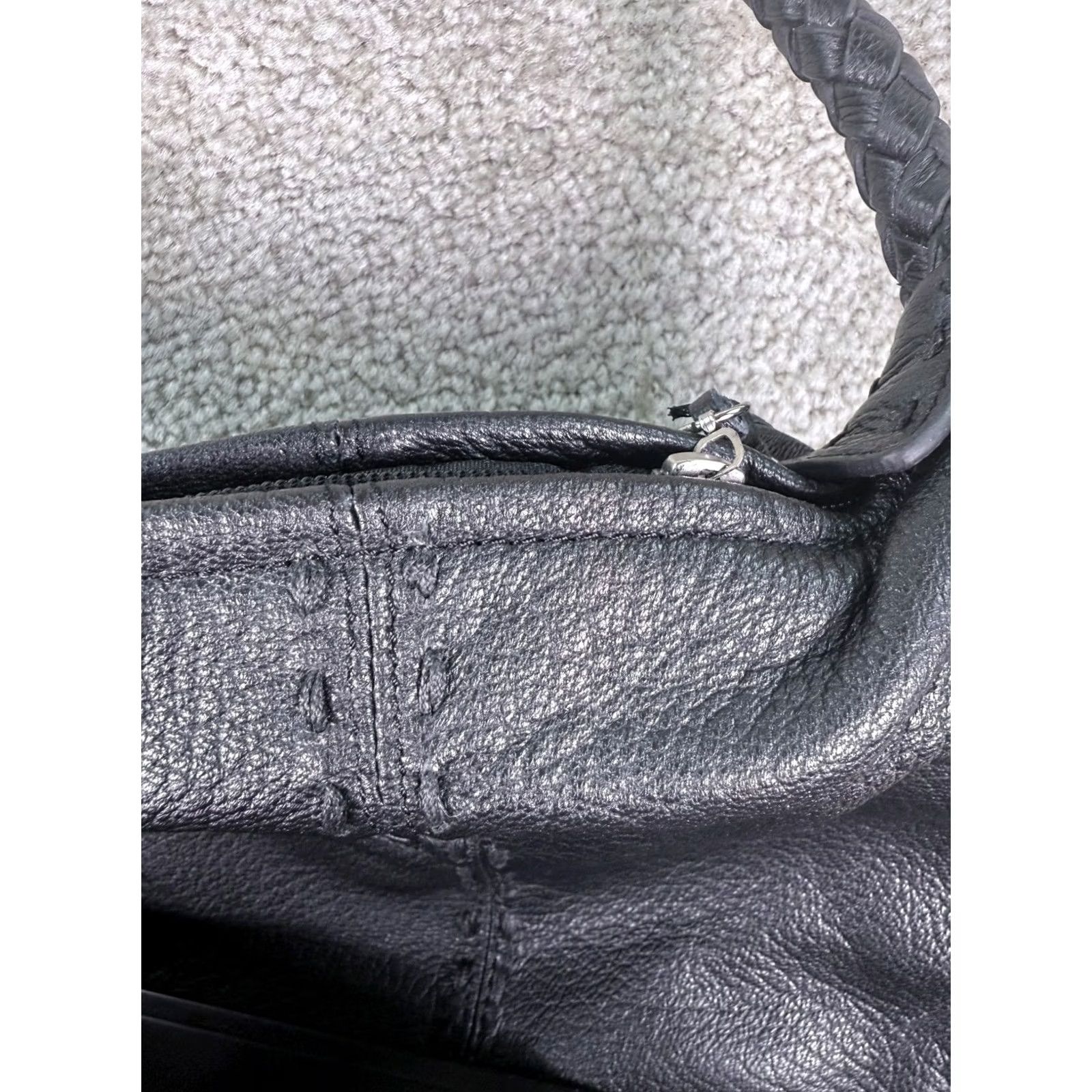 Vintage Chi by Carlos Falchi Shoulder Bag BLACK GENUINE LEATHER HOBO PURSE Women Size ONE SIZE - 5 Thumbnail