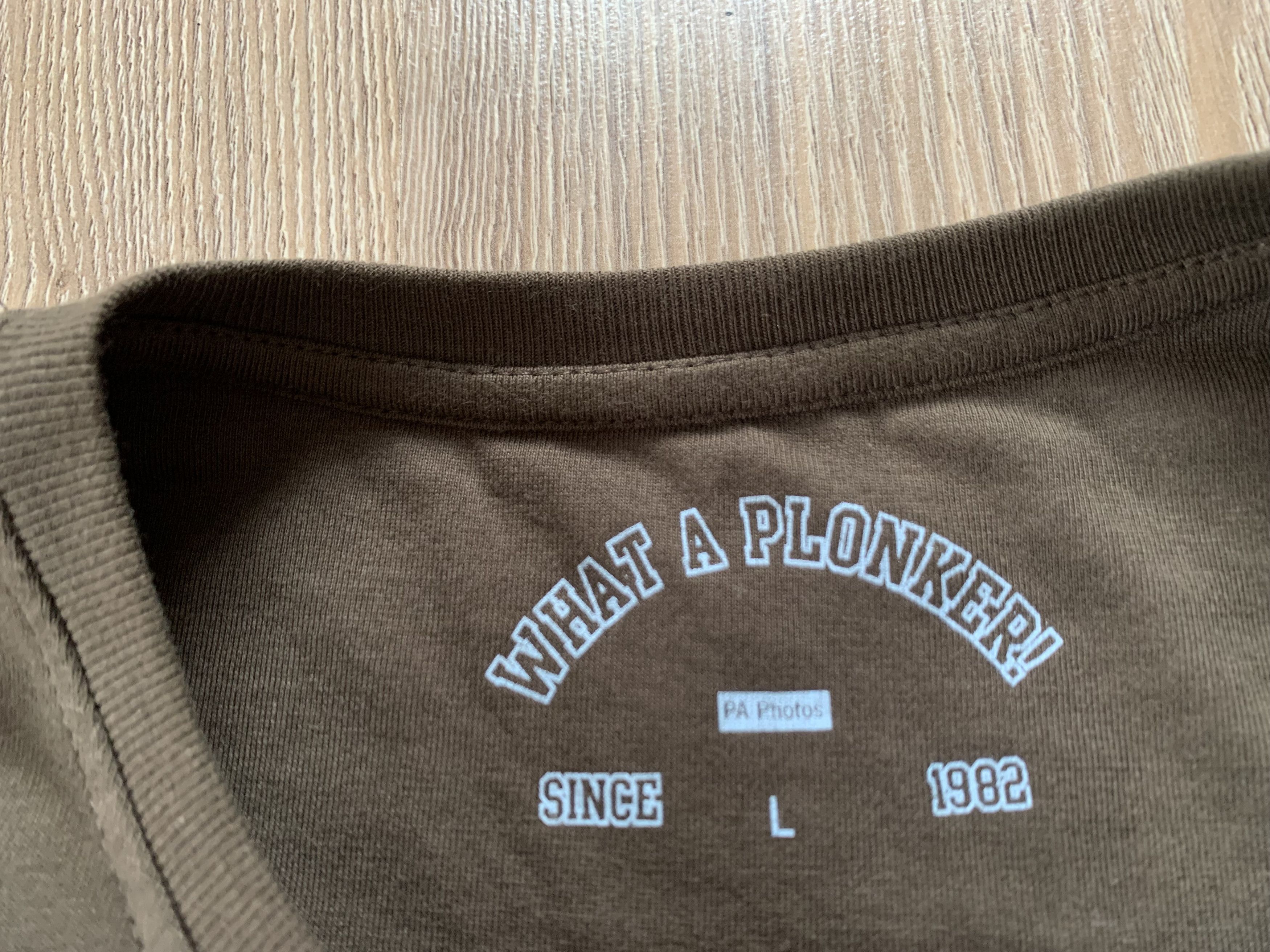 Designer What A Plonker Vintage Brown Cotton T-Shirt Size US L / EU 52-54 / 3 - 6 Thumbnail