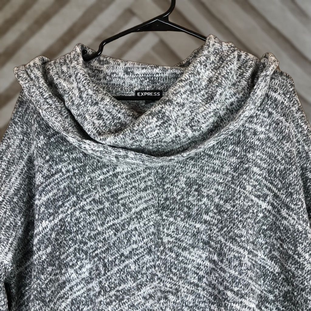 Express Express Womens Sweater Gray Mohair Wool Blend Cowl Neck Asymmetrical Hem M/L Size M / US 6-8 / IT 42-44 - 1 Thumbnail