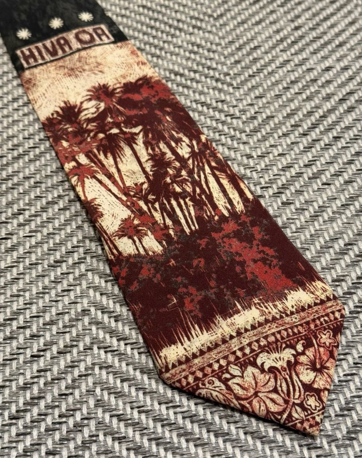 Jean Paul Gaultier Jean Paul Gaultier Etching Coconut Tree Patchwork Tie K24 Size ONE SIZE - 3 Thumbnail