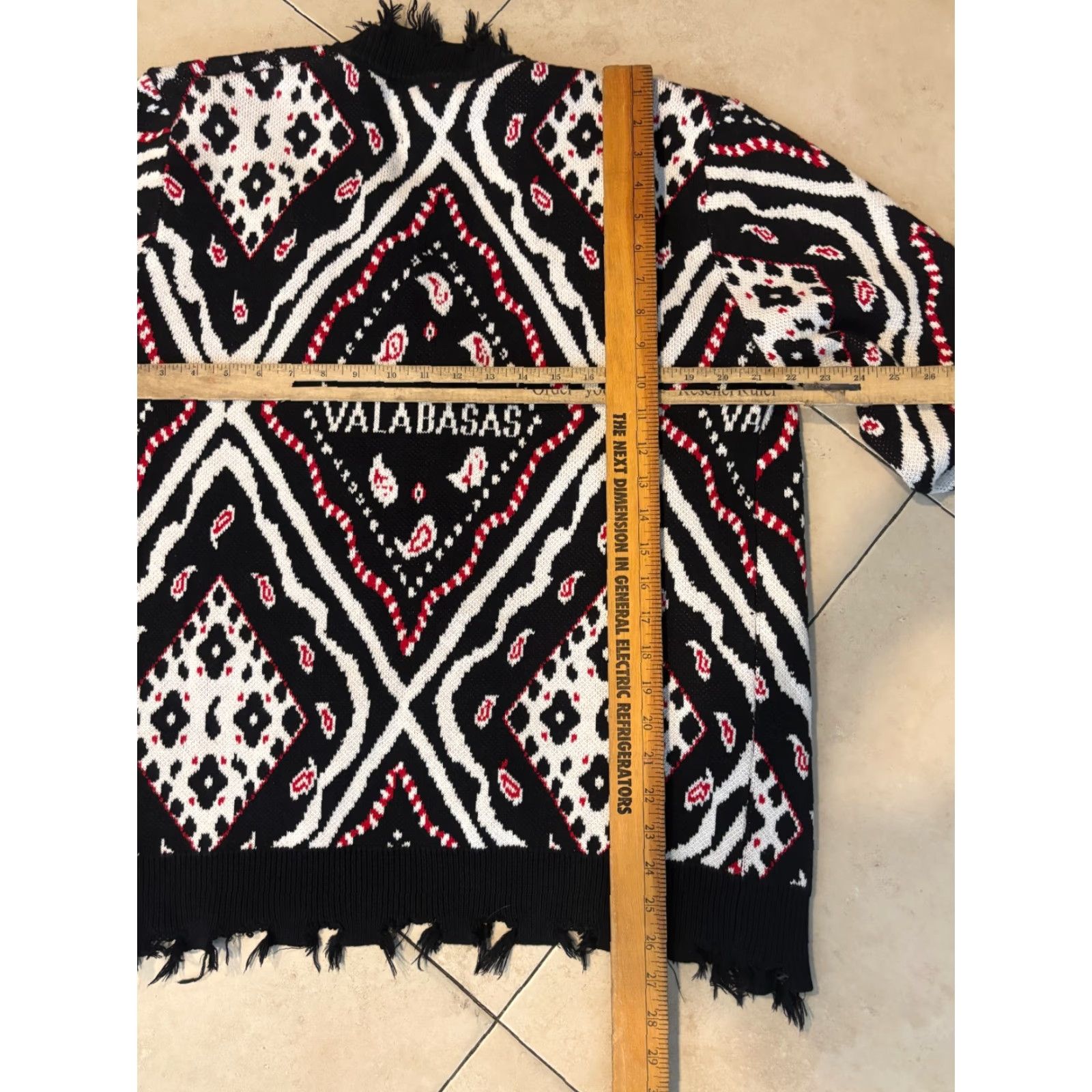 Vintage Valabasas Cardigan M Mens The Pledge Black Distressed Bandana Print Knit Geometric Crew Neck Long Sleeve Cashmere Cotton V-Neck City Streetwear Casual Size US M / EU 48-50 / 2 - 7 Thumbnail