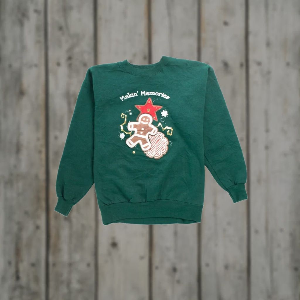 Vintage VINTAGE Makin' Memories Christmas Sweatshirt Shirt Adults Green 1990s Knit Cotton Polyester Ragstock Womens Mens Size M / US 6-8 / IT 42-44 - 1 Thumbnail