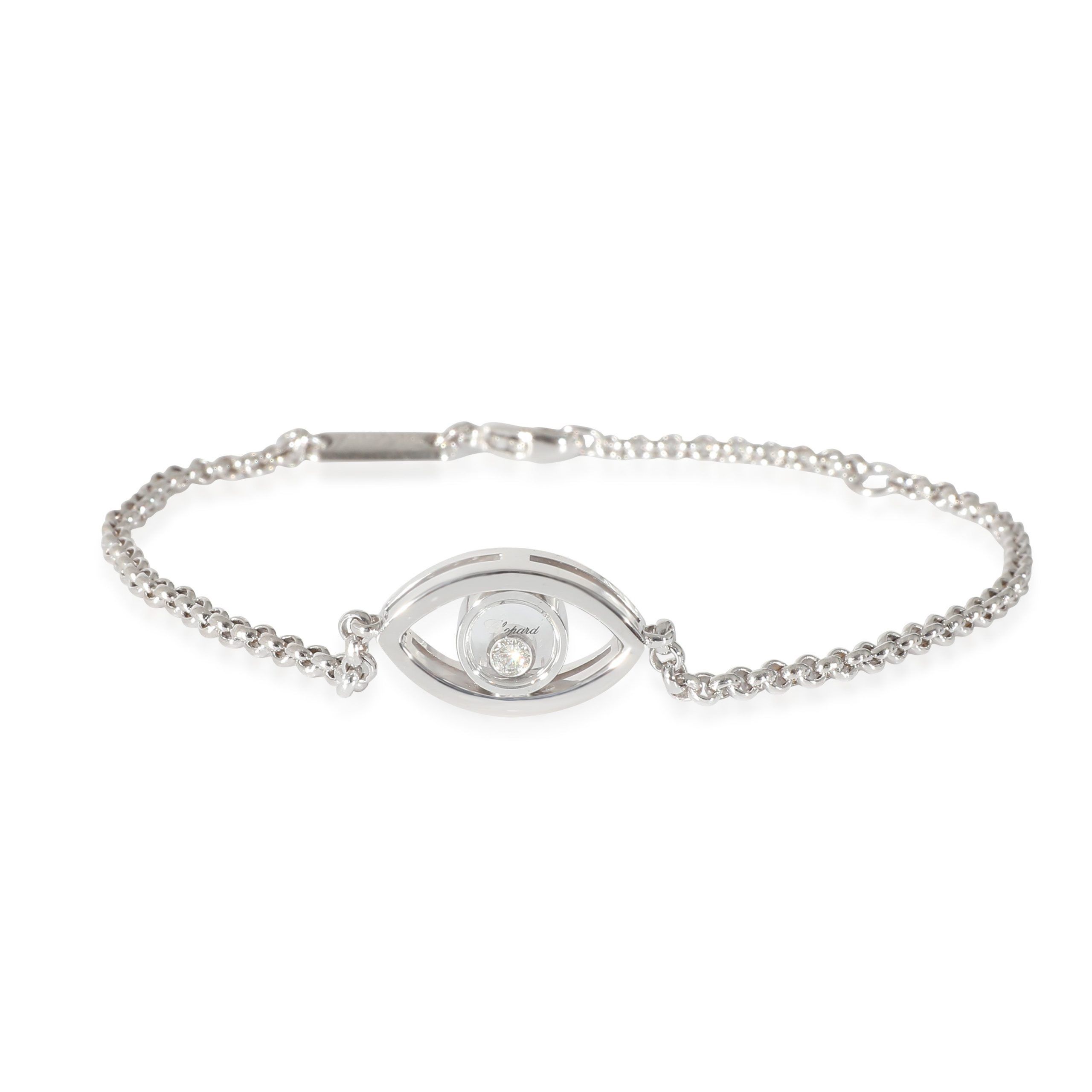 image of Chopard Happy Diamonds Good Luck Charm Diamond Bracelet In 18K White Gold 0.05, Women's