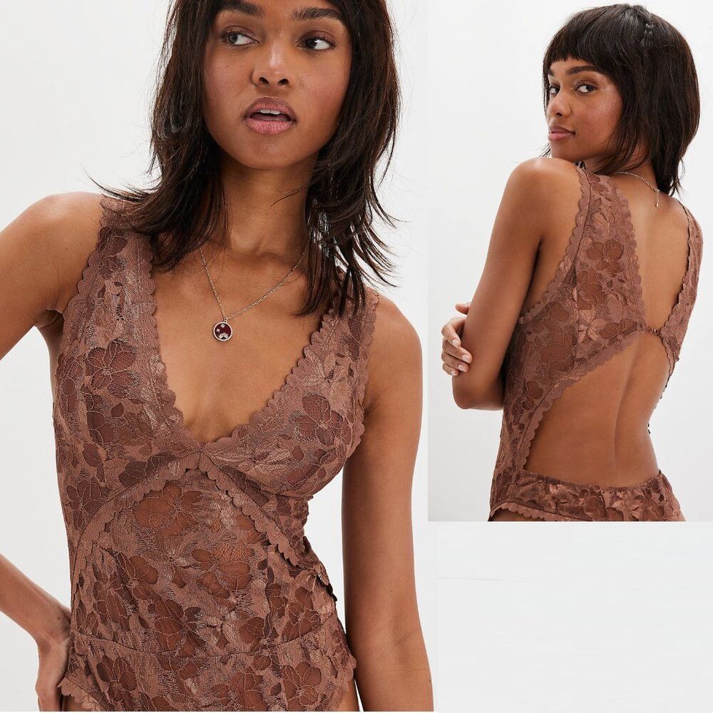 Free People NWT New $98 Free People Dream Of Me Darling Cocoa Brown Bod Size XS / US 0-2 / IT 36-38 - 1 Thumbnail