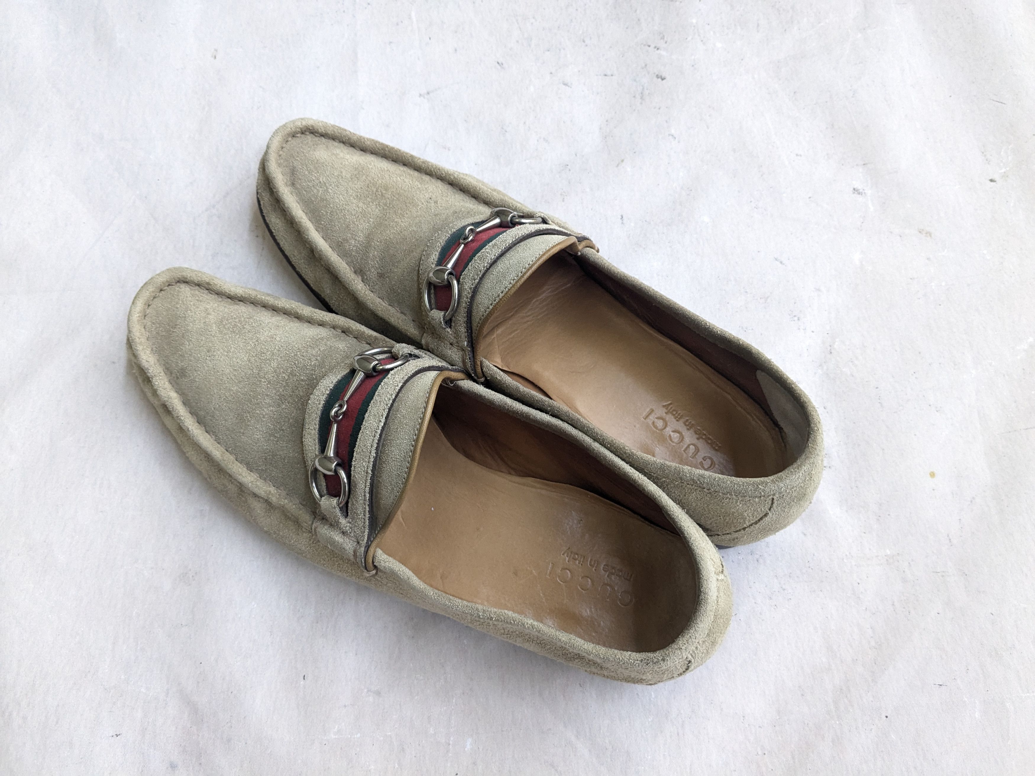Gucci × Vintage Gucci Horsebit Loafers Beige 11 D Slip Ons Suede Size US 11 / EU 44 - 12 Thumbnail