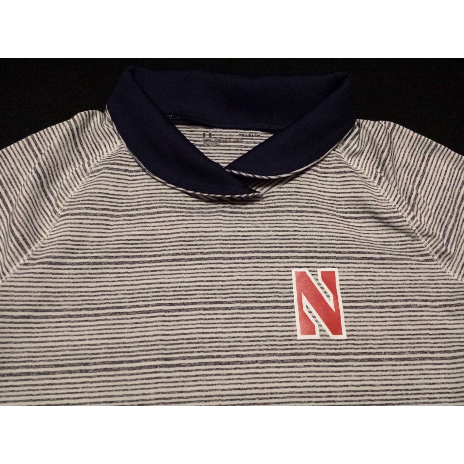 Under Armour Under Armour Womens Small Shirt L/S Blue Striped Mock Neck Nebraska Cornhusker Size S / US 4 / IT 40 - 3 Thumbnail