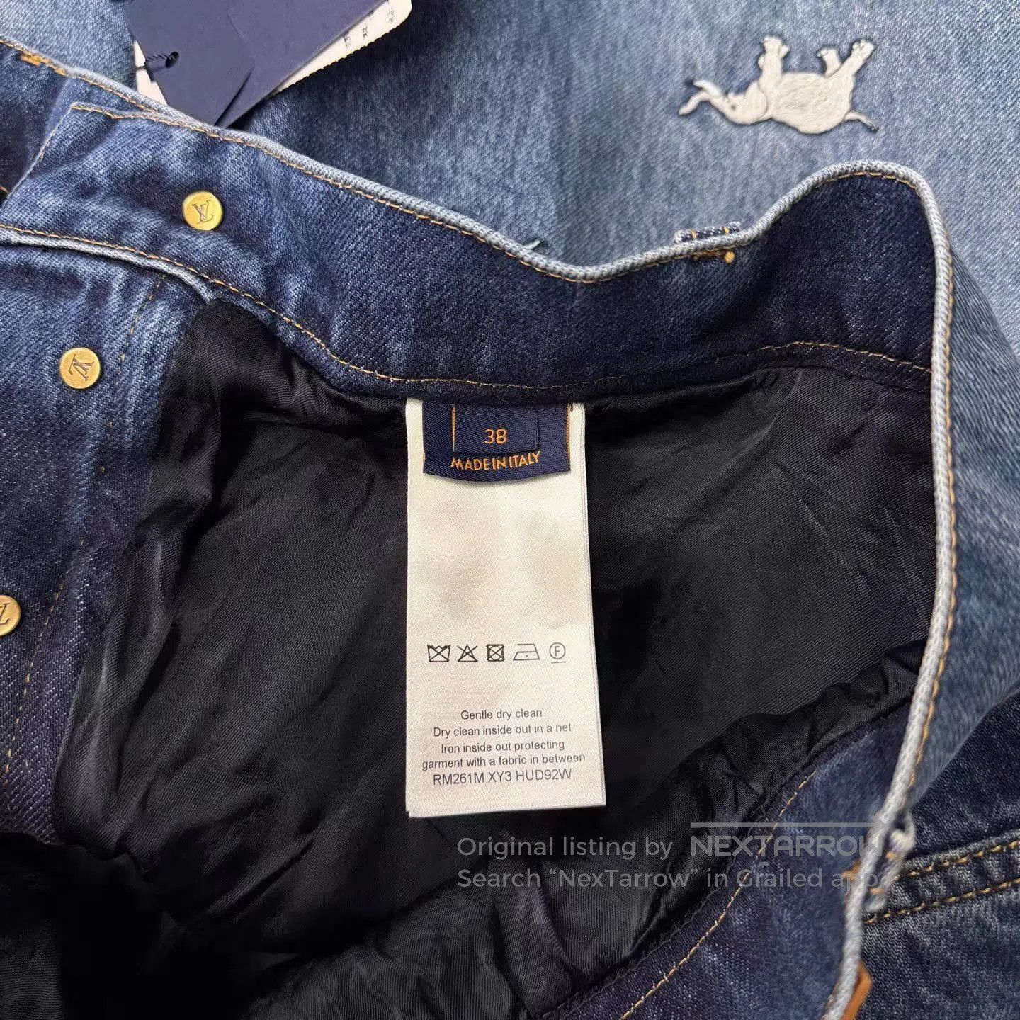 Louis Vuitton Blue Denim Jeans with Animal & Palm Tree Embroidery. Size US 38 / EU 54 - 5 Thumbnail