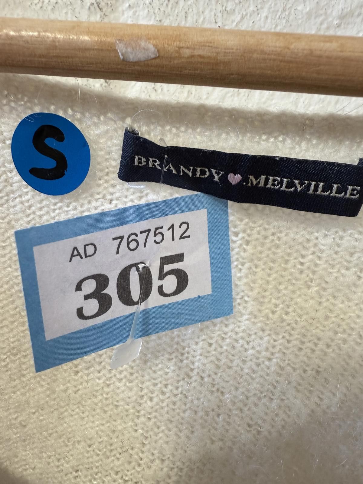 Designer Brandy Melville White Knit Long Sleeve Top, Size Small Size S / US 4 / IT 40 - 3 Thumbnail