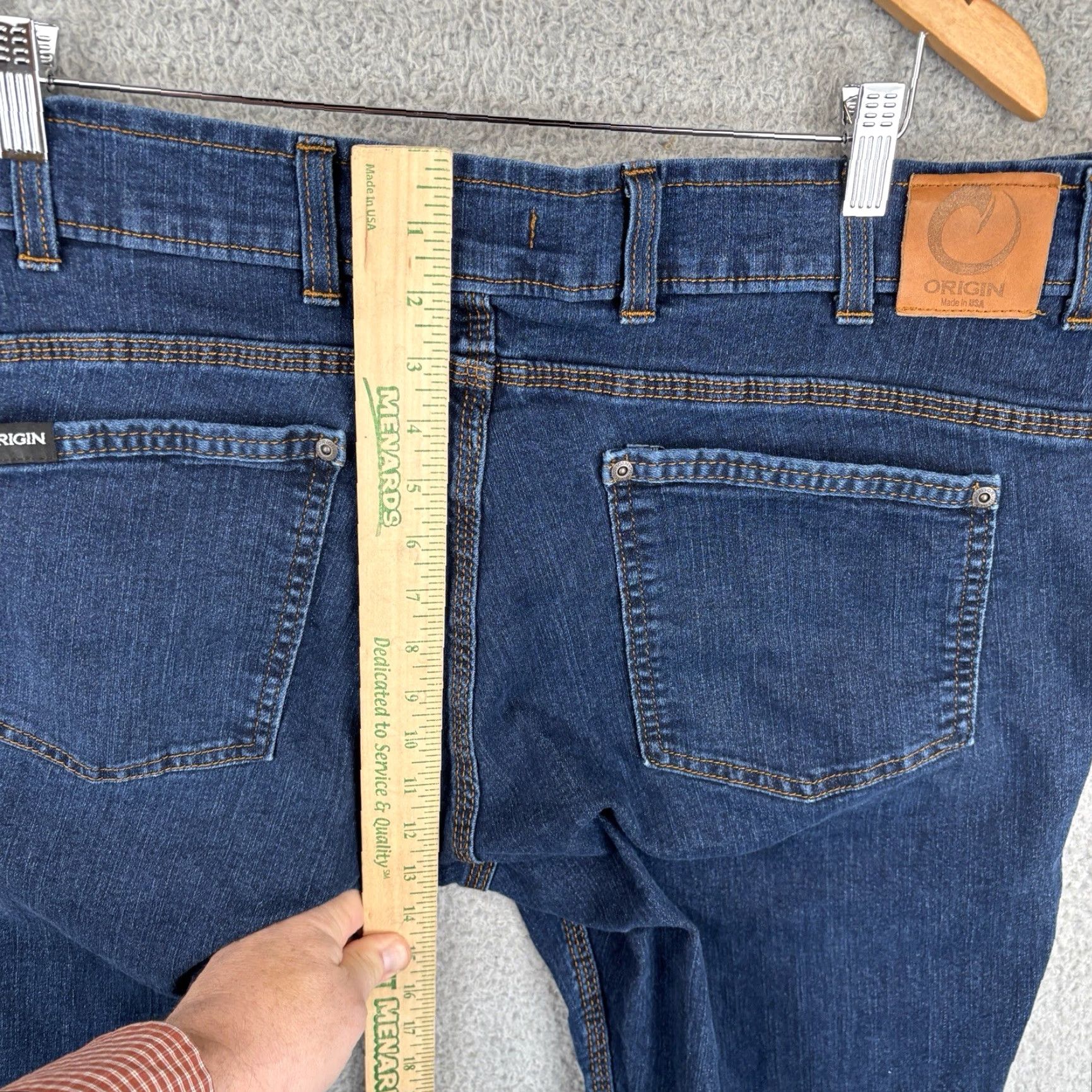 Vintage Origin USA Jeans Mens 38x30 Blue Bootcut Relaxed Fit Stretch Made USA Jeans Size US 38 / EU 54 - 5 Thumbnail