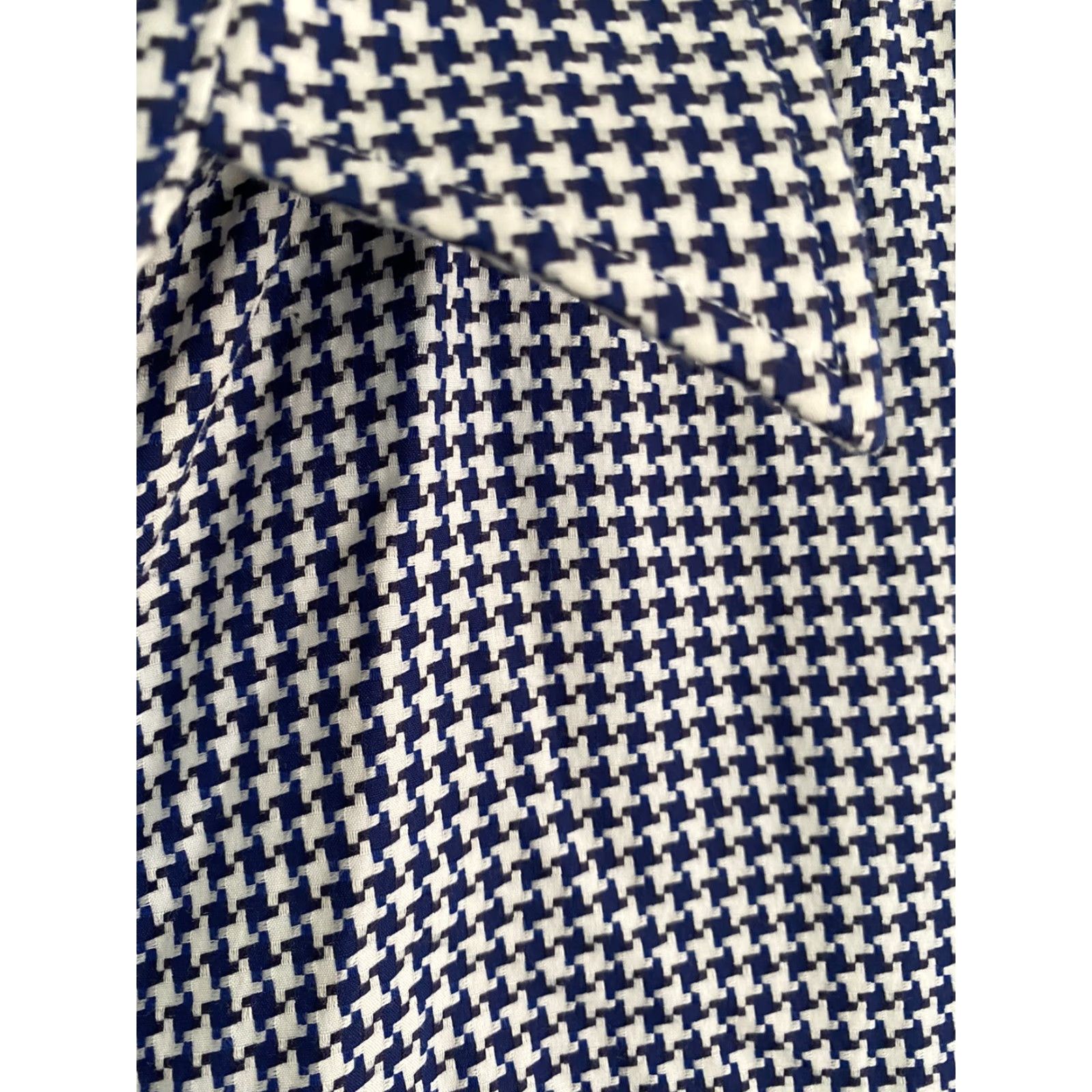 Robert Graham VINTAGE Robert Graham Button-Up Dress Shirt Mens Large L Blue White Houndstooth Check Size 42R - 3 Thumbnail