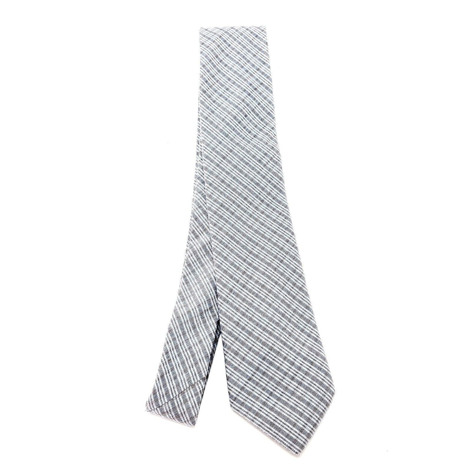Calvin Klein Calvin Klein White Gray Silk Tie Woven Skinny Regimental Str Size ONE SIZE - 6 Thumbnail