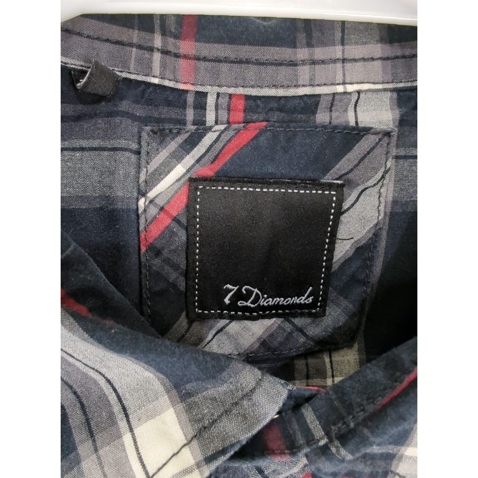 Vintage 7 Diamonds Mens XL Pearl Snap Western Shirt Long Sleeve Black Plaid Embroidered Size US XL / EU 56 / 4 - 2 Thumbnail