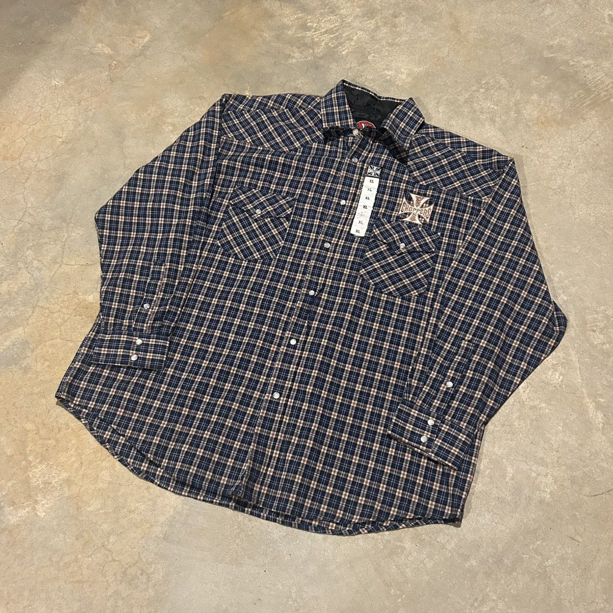 Harley Davidson × Vintage Crazy Vintage Y2K West Coast Choppers Pearl Snap Flannel NWT Size US XL / EU 56 / 4 - 2 Thumbnail