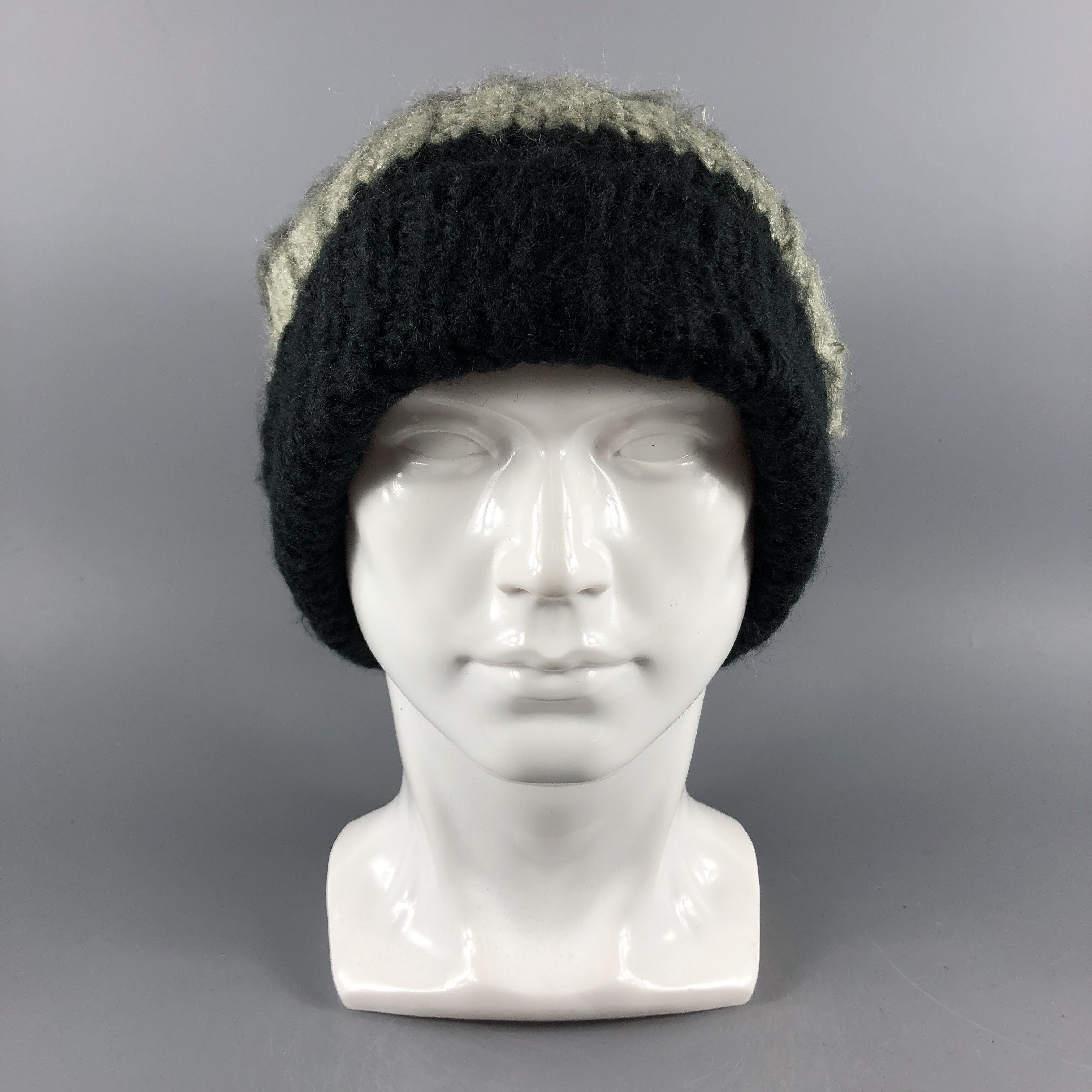 image of Vintage Hats Stripe Beanie Slouchy Snow Cap B687, Men's