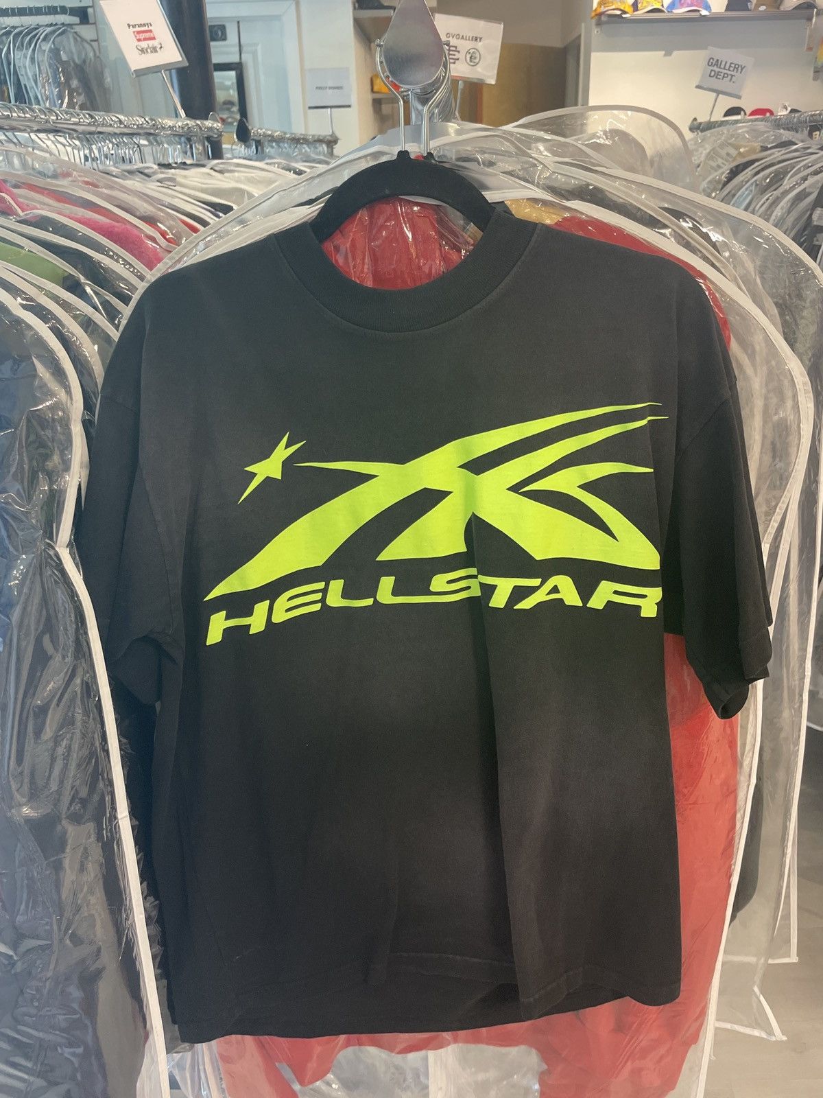 Hellstar Classic Logo Shirt Black Neon Green