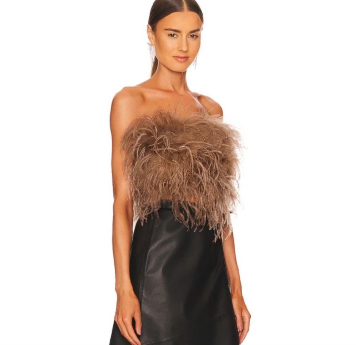 LAMARQUE New! LaMarque Zaina Ostrich Feather Bustier Top Large $275 Size L / US 10 / IT 46 - 2 Thumbnail