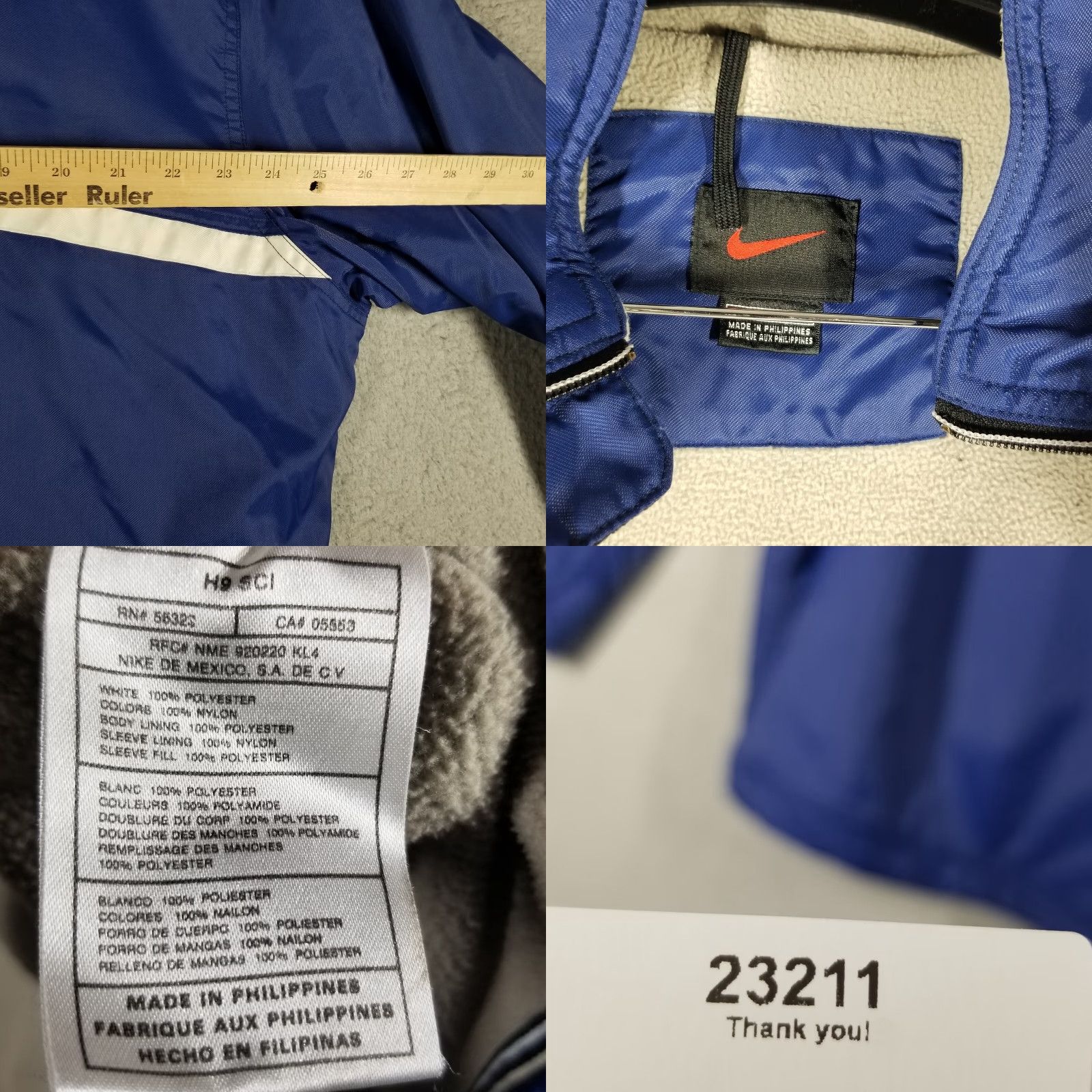 Nike VINTAGE Nike Jacket Swoosh Logo Windbreaker Wind-Resistant Blue Large Adult L Hooded Mid-Length 3-Season Mens Size US L / EU 52-54 / 3 - 8 Thumbnail