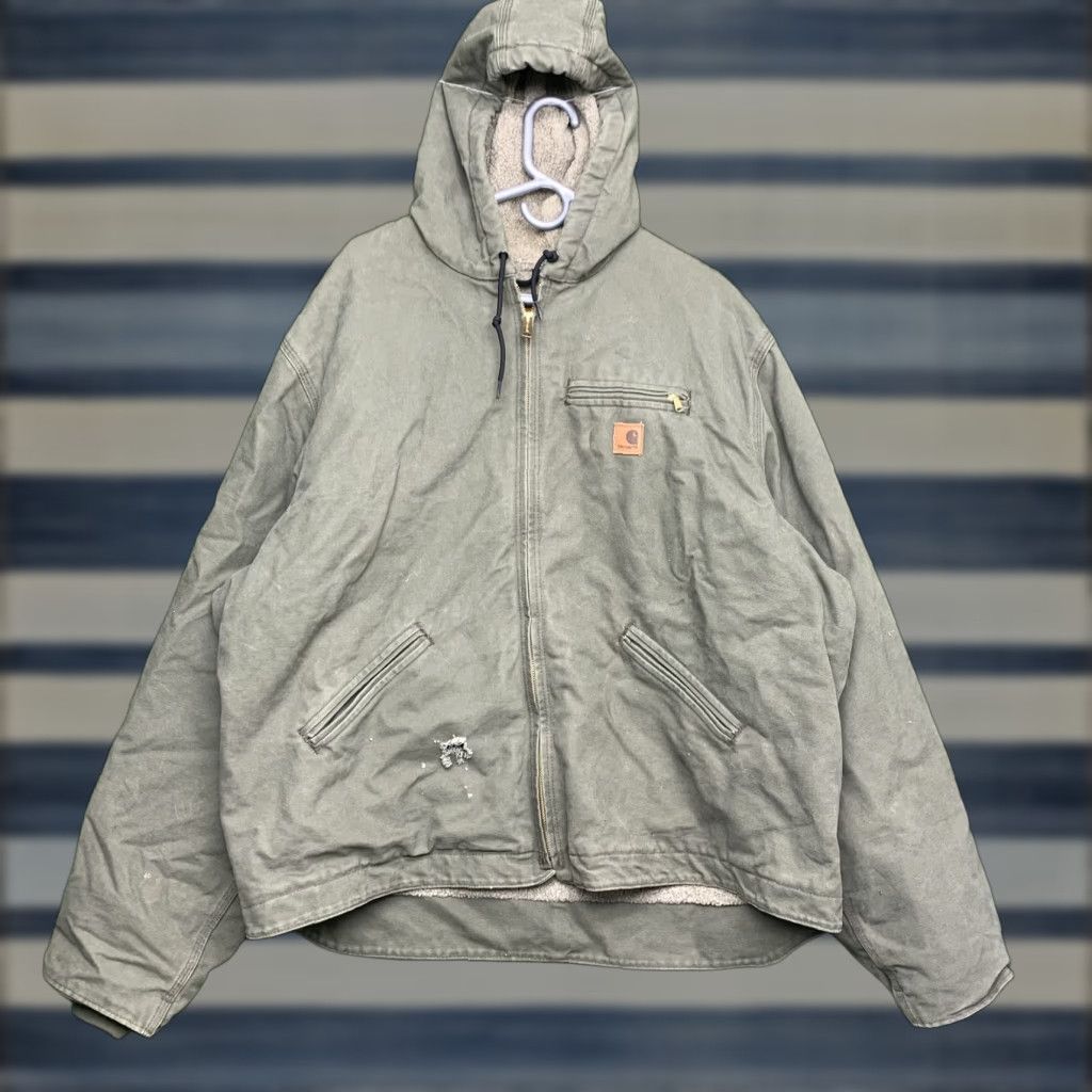 Carhartt Carhartt Jacket Mens 2XL Green Hooded Sherpa Lined Workwear Distressed J141 J141 ARG 2X2 Regular Size US XXL / EU 58 / 5 - 1 Thumbnail