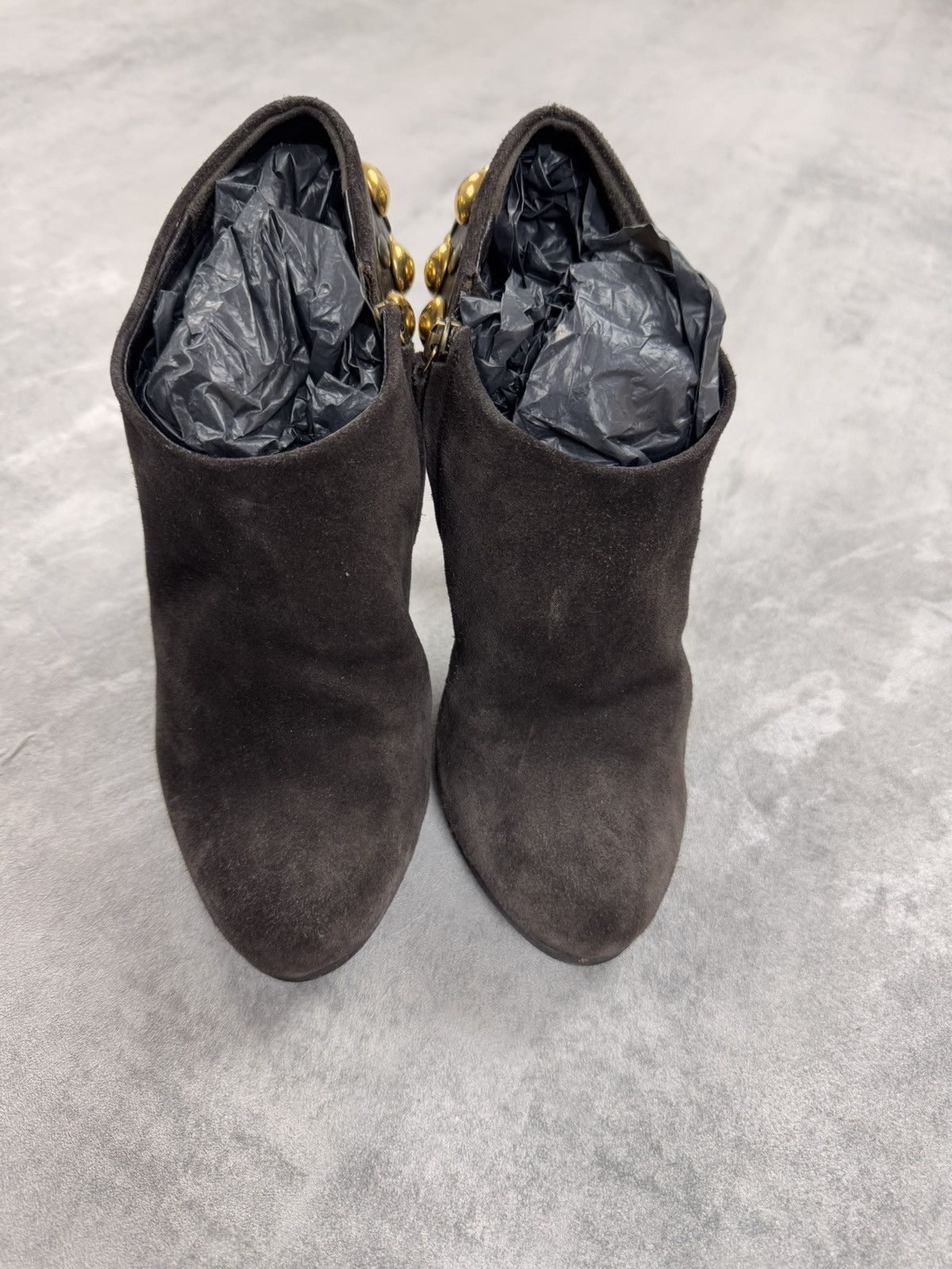 Gucci Gucci Suede Heels Leather Brown Studded Shoes 208394 Size US 6 / IT 36 - 7 Thumbnail