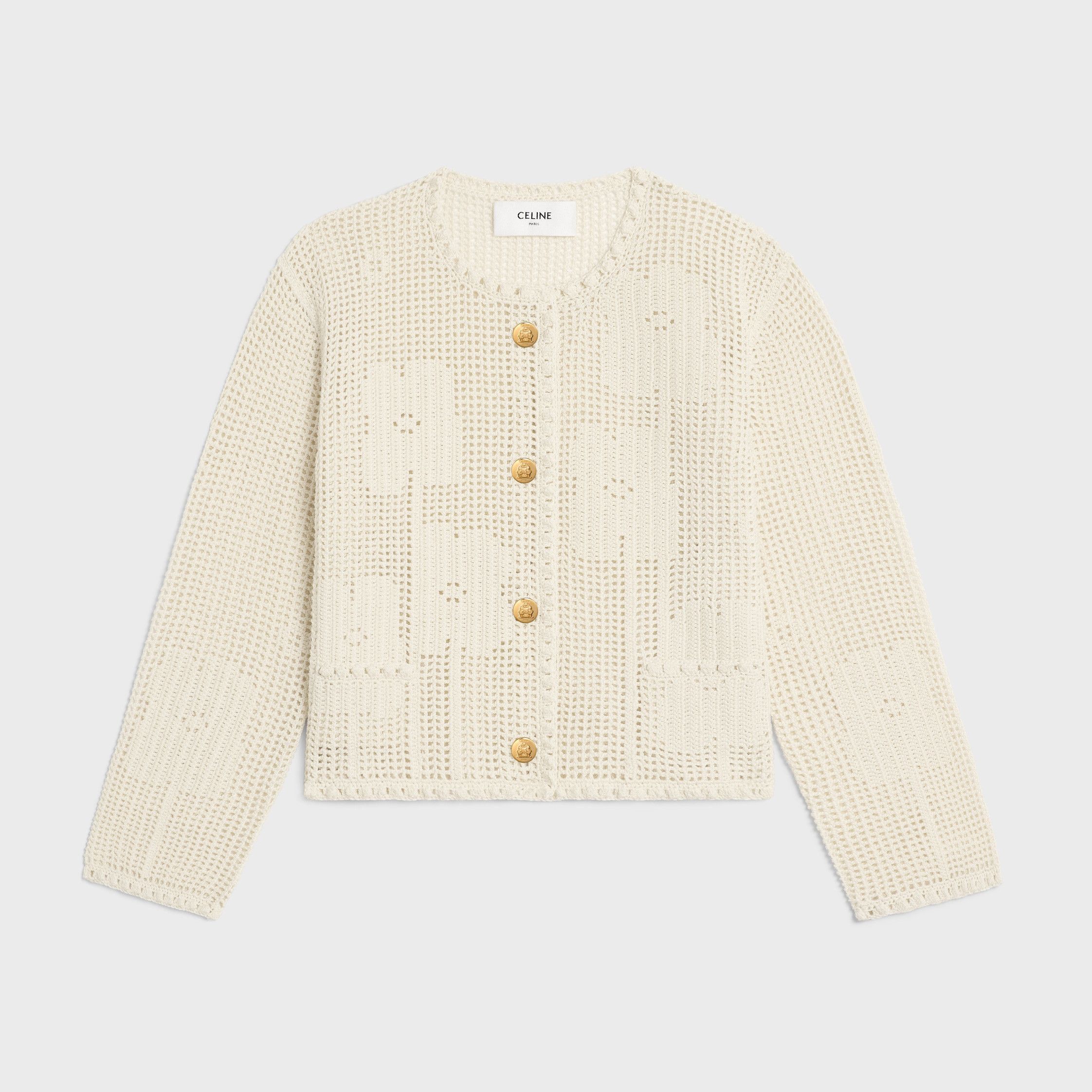 Celine CARDIGAN JACKET IN FLORAL CROCHETED COTTON off white Size M / US 6-8 / IT 42-44 - 1 Thumbnail