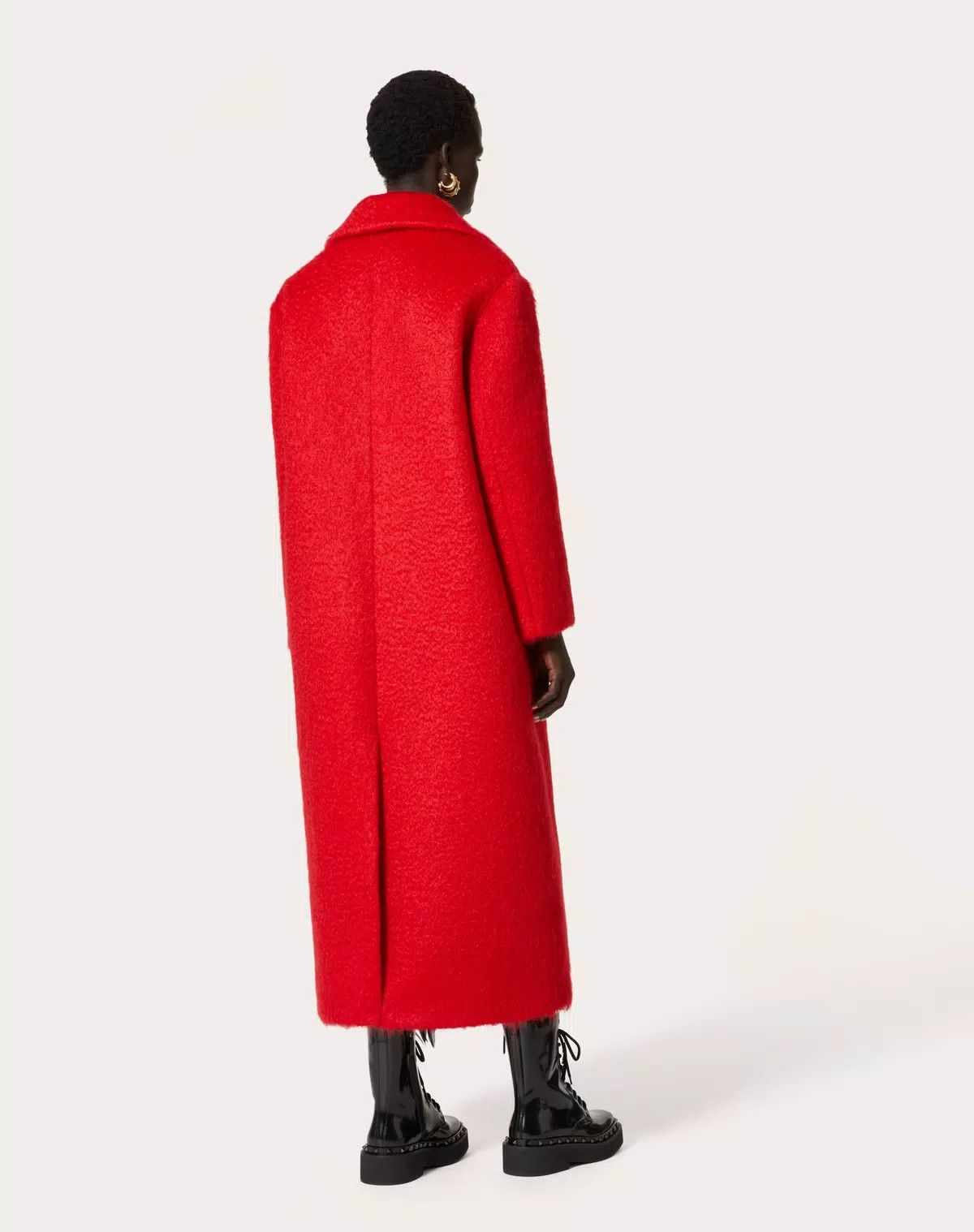Valentino o1s1wg110625 Uncoated Boucle Coat in Red Size M / US 6-8 / IT 42-44 - 5 Thumbnail
