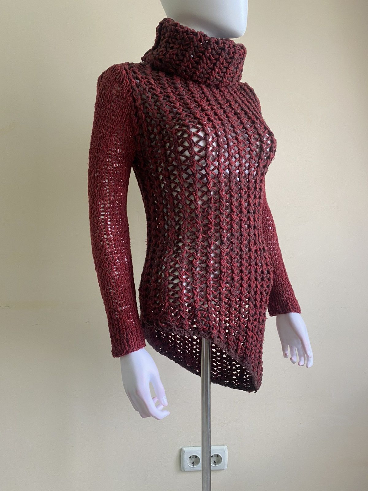 Helmut Lang Helmut Lang Red Open Knit Sweater Size P Size XS / US 0-2 / IT 36-38 - 5 Thumbnail