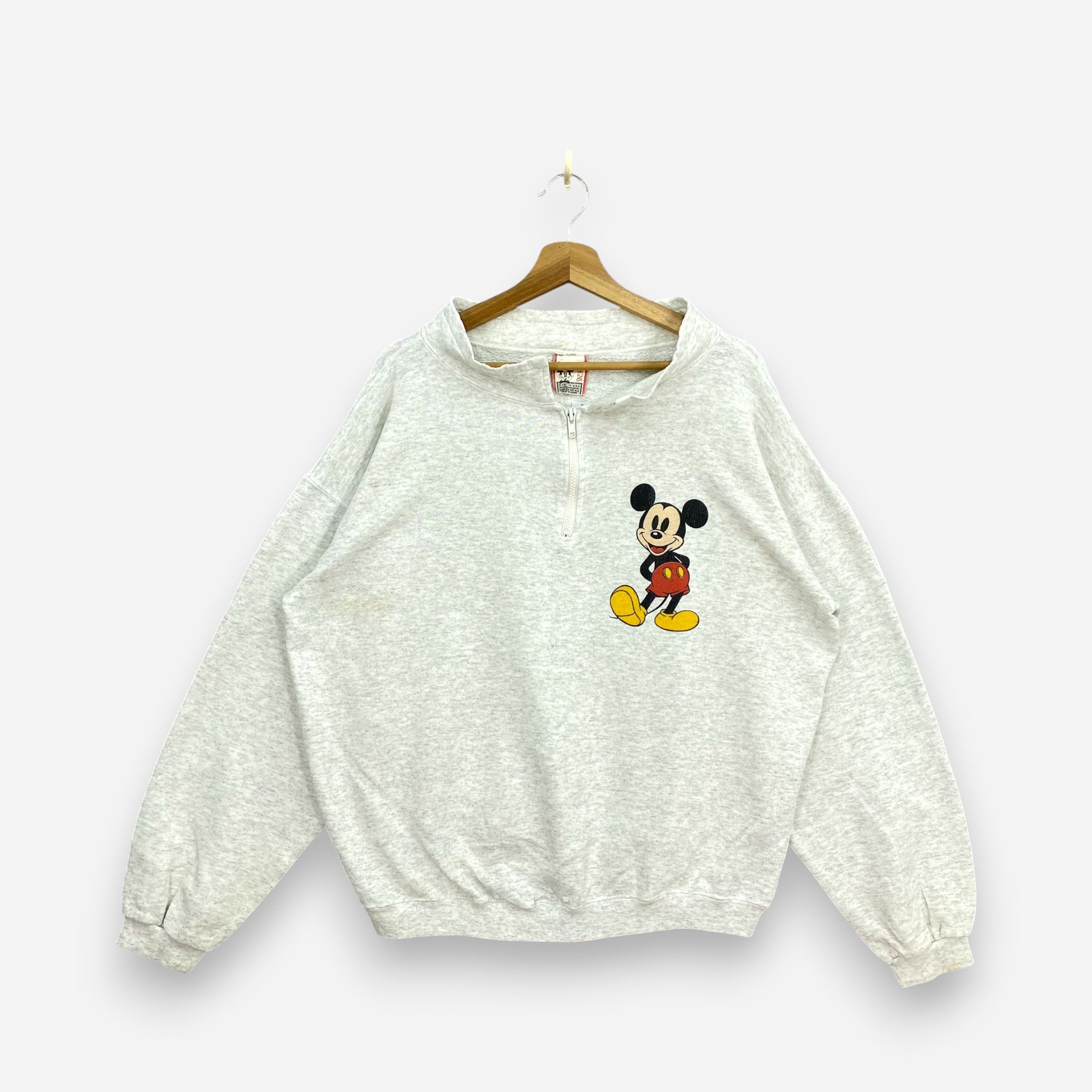 Disney Vintage 90s Disney Mickey Mouse Zipper Pullover Sweatshirt Size US XL / EU 56 / 4 - 1 Thumbnail