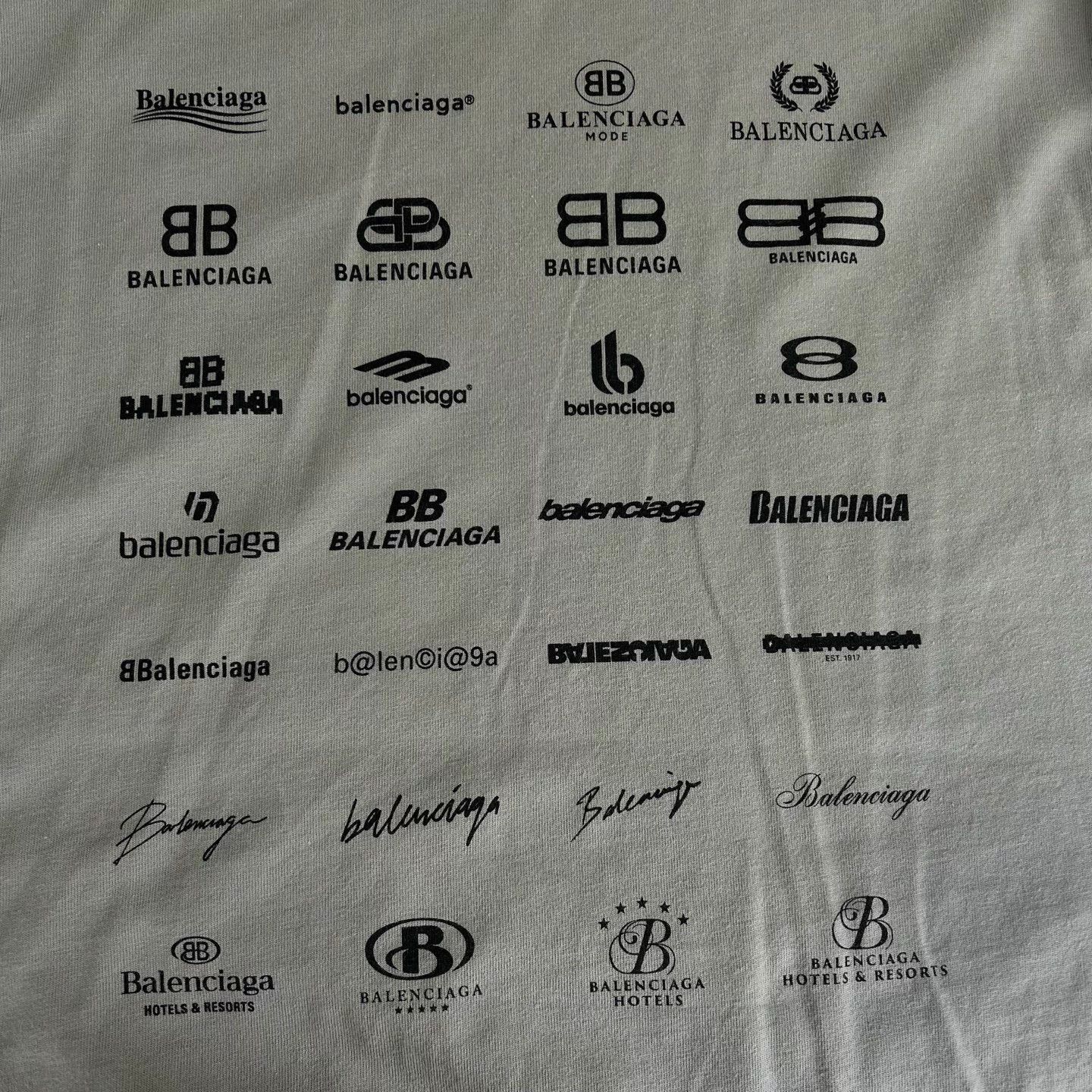 Balenciaga Balenciaga Double-Face Multi Logo Washed Gray Short Tee Size US S / EU 44-46 / 1 - 6 Thumbnail