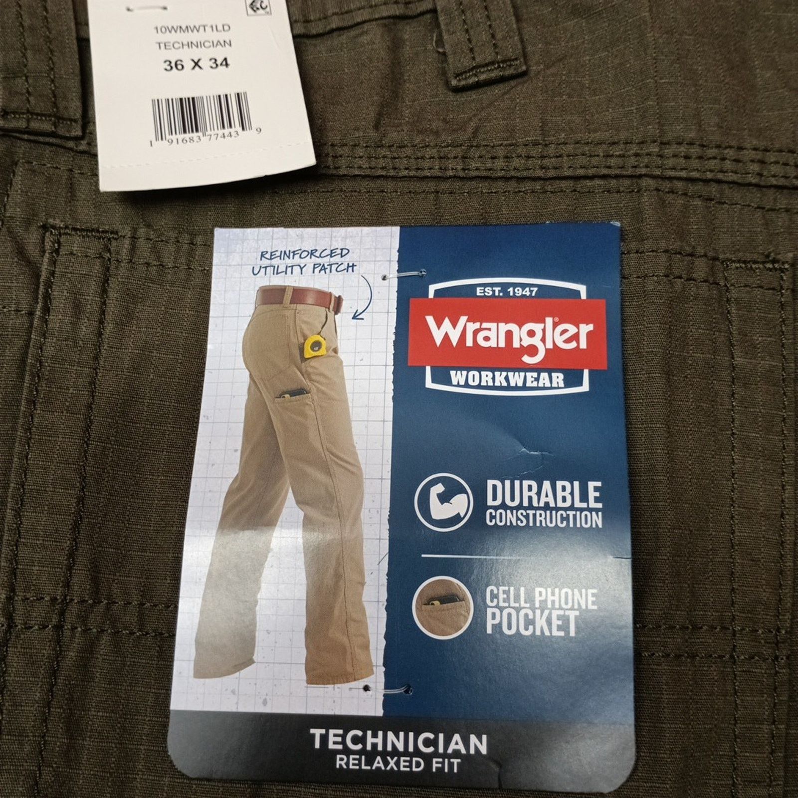 Wrangler Wrangler Technician Ripstop Pants Men's 36x34 Loden Relaxed Size US 36 / EU 52 - 2 Thumbnail