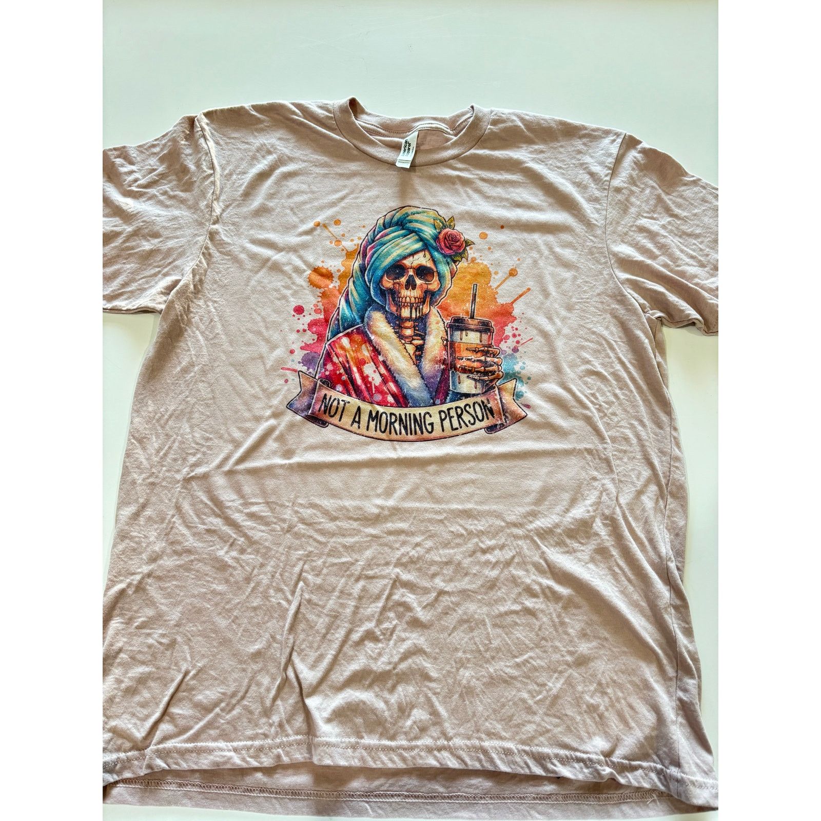 American Apparel Not A Morning Person T-shirt Beige Size L / US 10 / IT 46 - 4 Thumbnail