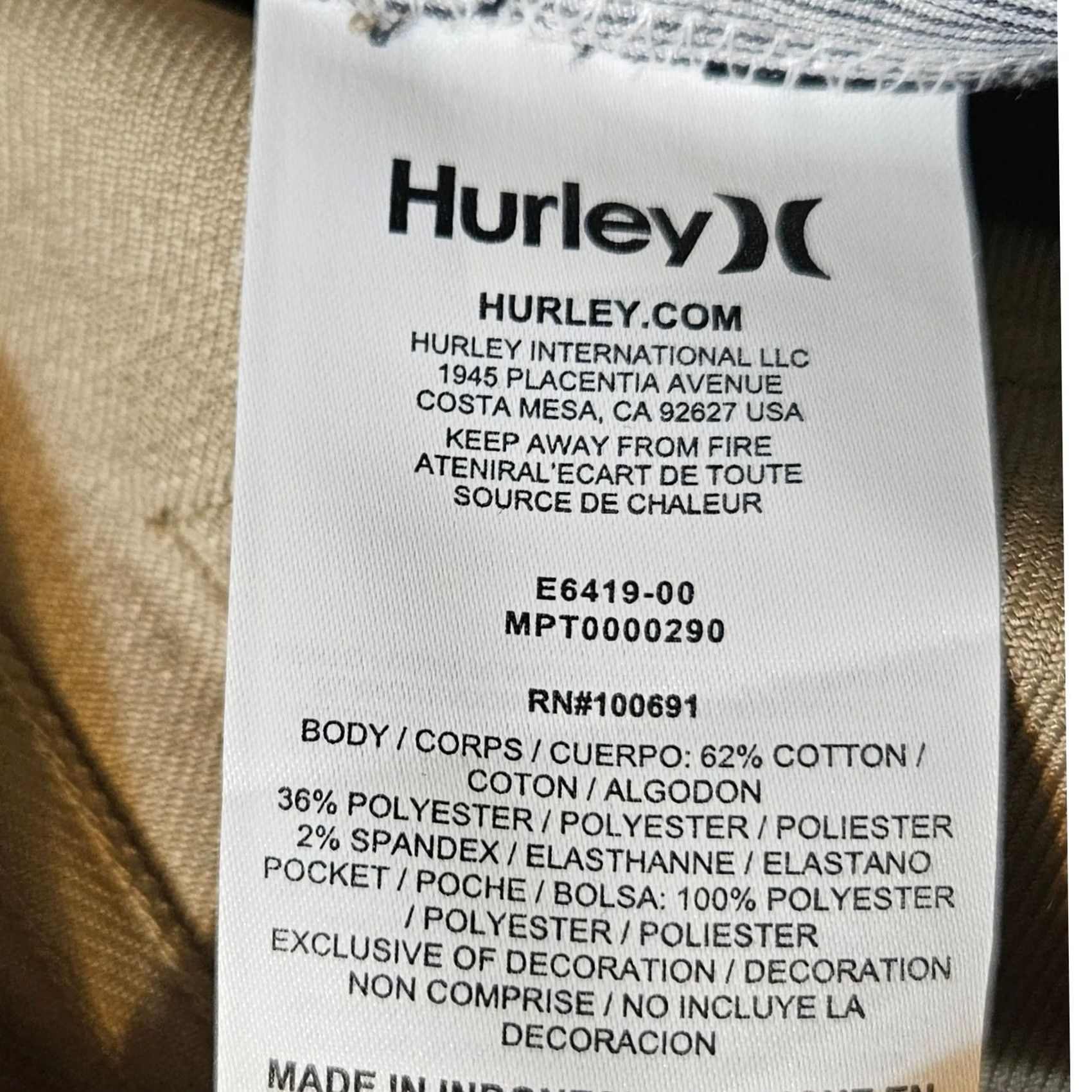Hurley Hurley x Nike 84 Dri-FIT Pant Mens 44x32 Tan Slim Fit Twill Five Pocket Stretch Size US 44 / EU 60 - 6 Thumbnail