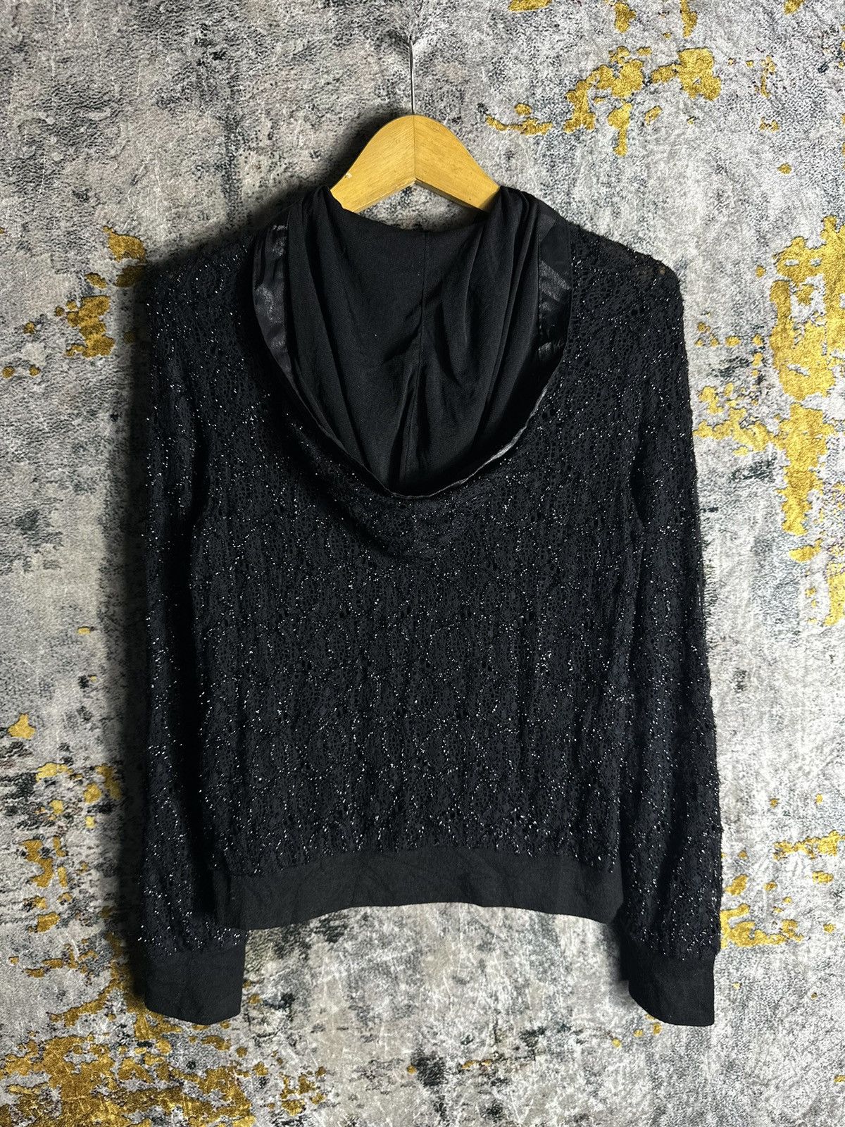 If Six Was Nine × Japanese Brand × Le Grande Bleu (L.G.B.) IF SIX WAS NINE LGB STYLE MESH LUTH GLITTER BLACK HOODIE Size US S / EU 44-46 / 1 - 8 Thumbnail
