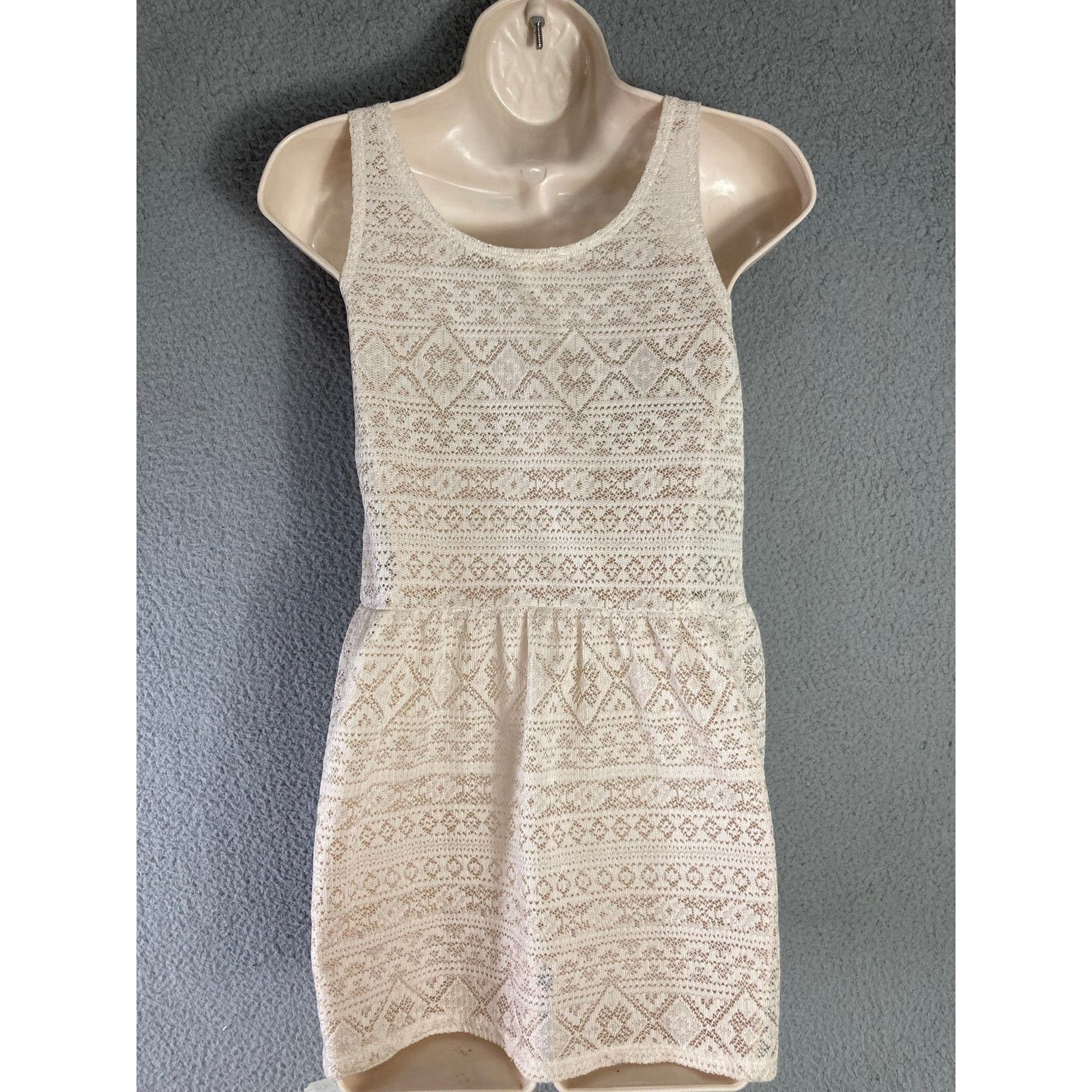 Kirra Kirra Women's XS White Crochet Sleeveless Short Summer Dress Size XS / US 0-2 / IT 36-38 - 10 Thumbnail