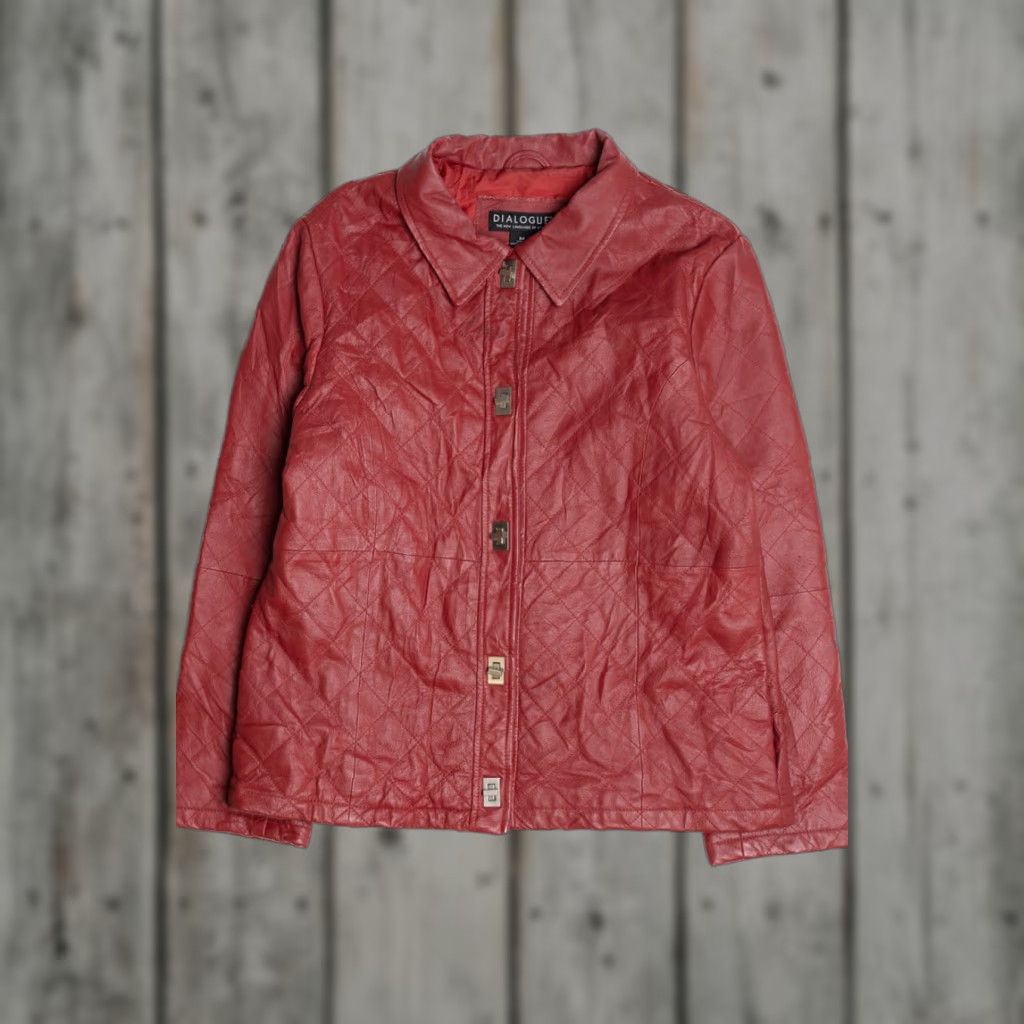 Vintage VINTAGE Dialogue Leather Jacket, Red, Leather / Polyester, Medium, 2000s, Jacket, Womens/Mens? Size US M / EU 48-50 / 2 - 1 Thumbnail