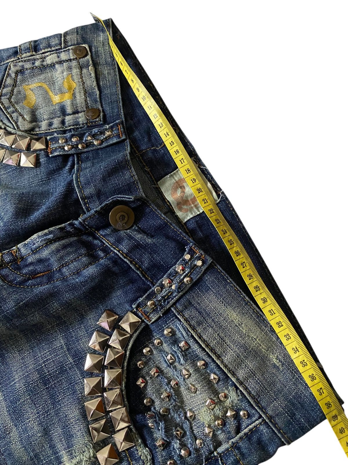If Six Was Nine 2000's Q Seawash Studded Flared Jeans Size US 27 - 9 Thumbnail