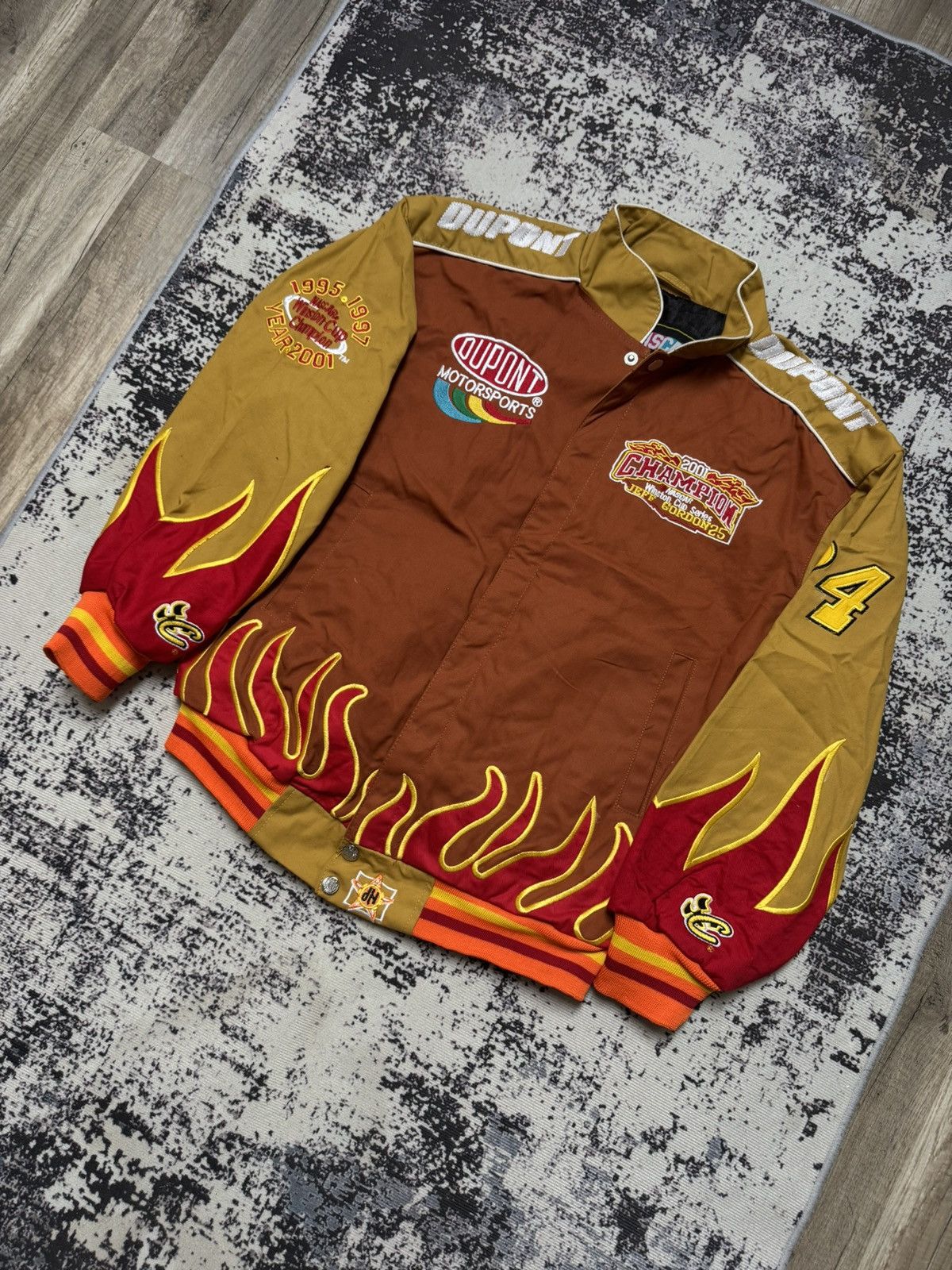Jeff Hamilton Vintage Jeff Hamilton Racing Jacket Jeff Gordon Flames Size US L / EU 52-54 / 3 - 3 Thumbnail