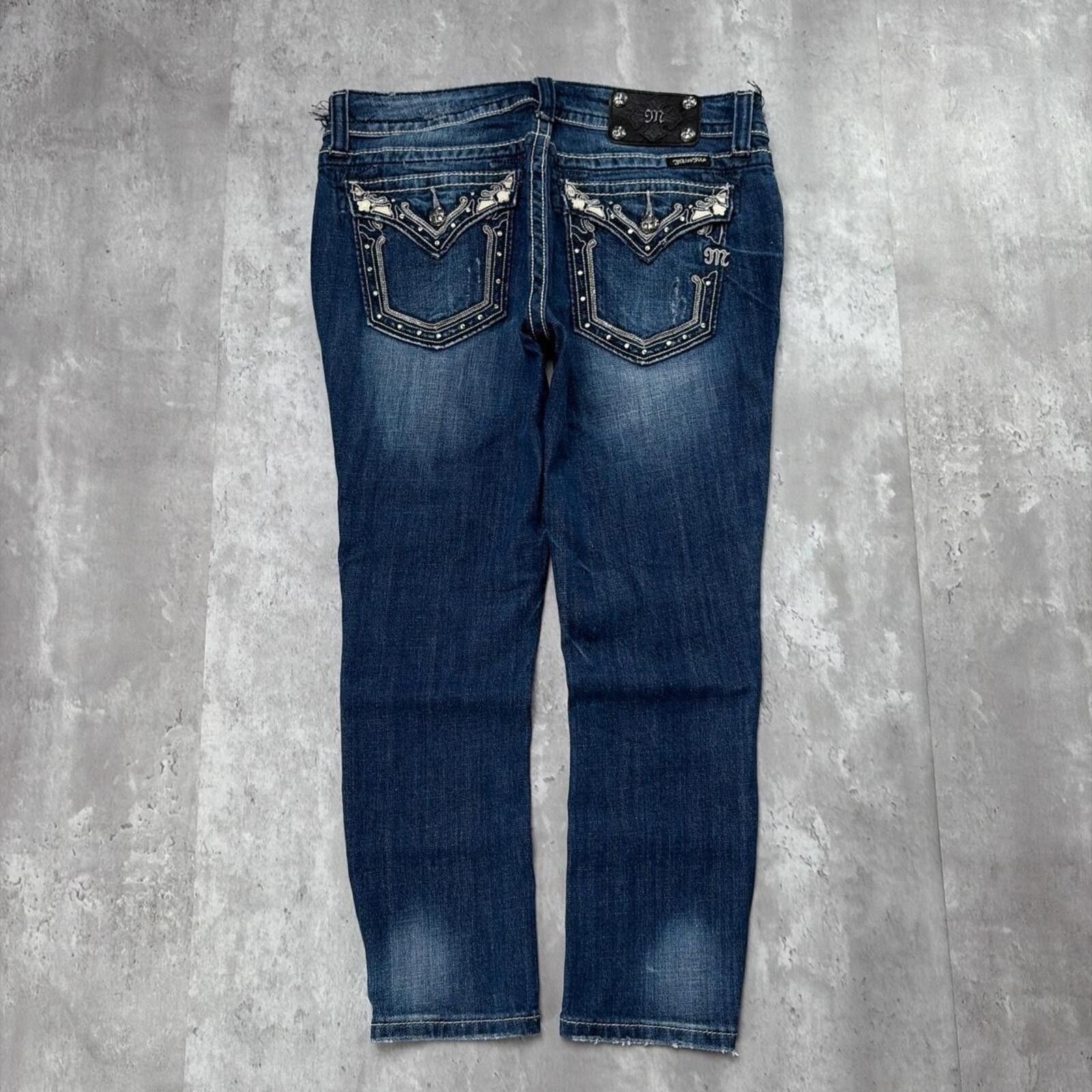 Other Y2K Blue Miss Me Grunge Gothic Capri Denim Jeans Size 29" - 1 Thumbnail