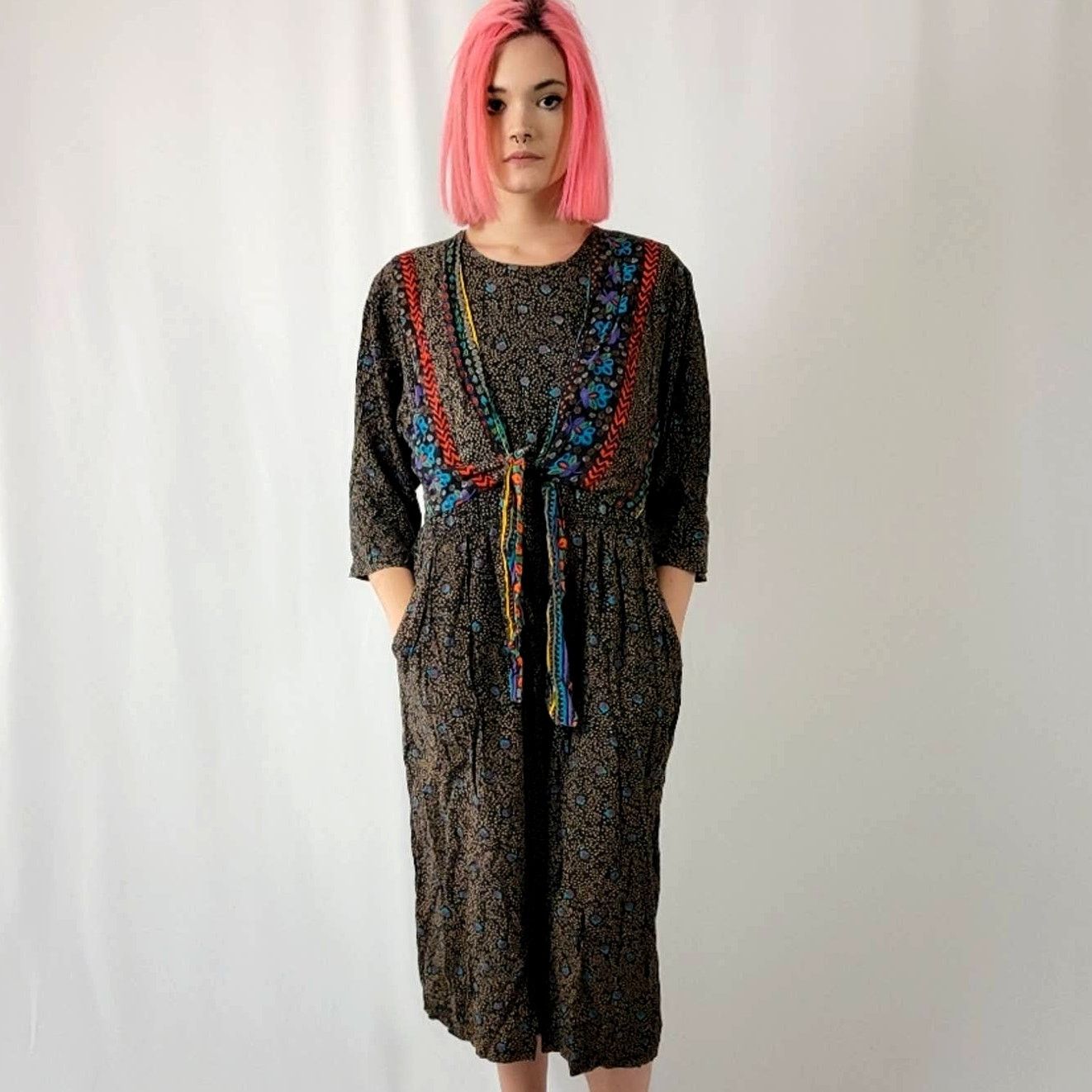 Vintage Vintage 90s Boho Cottagecore Romper Jumpsuit - M Size 28" / US 6 / IT 42 - 6 Thumbnail