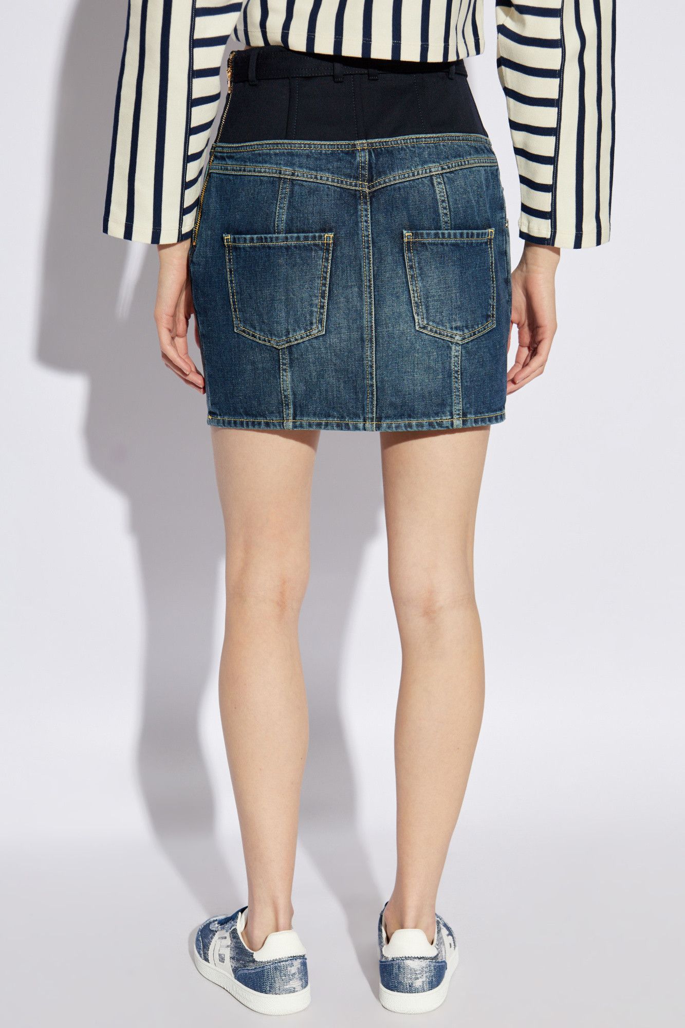 Balmain o1s1wg110526 Balmain Navy Blue Denim Skirt in Blue Size 27" / US 4 / IT 40 - 4 Thumbnail