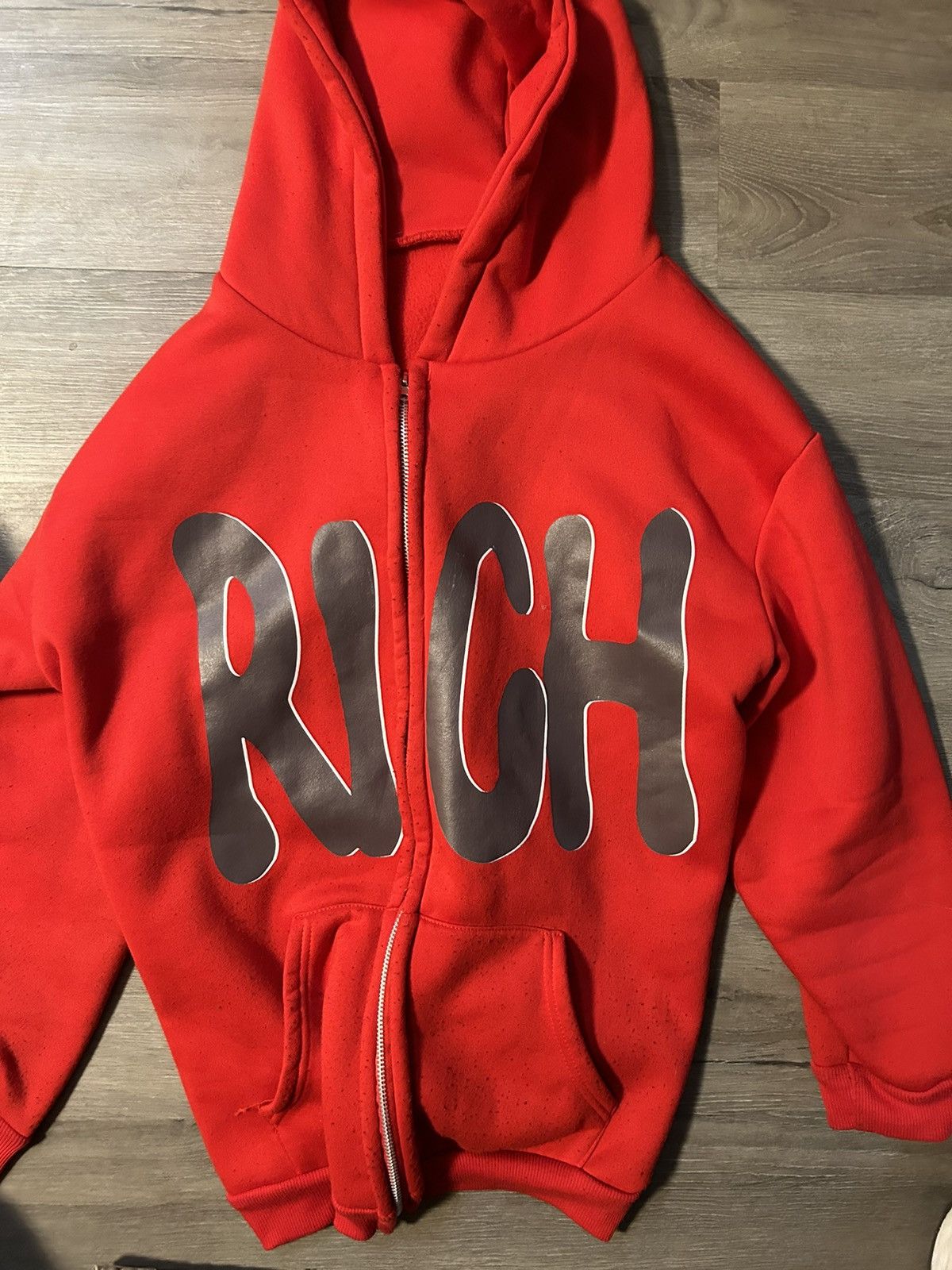 image of Vintage Rich Loner Hoodie in Red, Men's (Size Medium)
