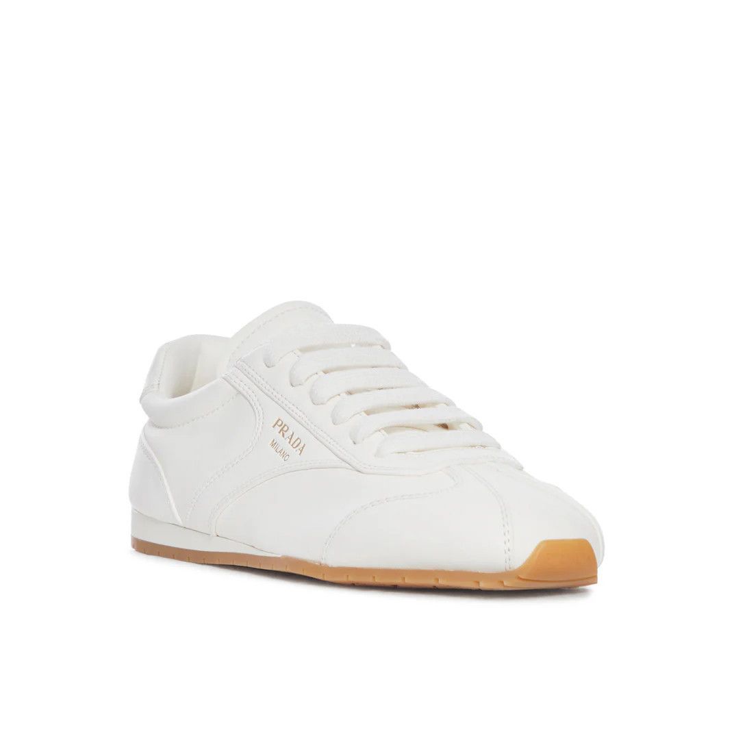 PRADA $1020 White Nappa Leather Sneakers New & Authentic (Wo