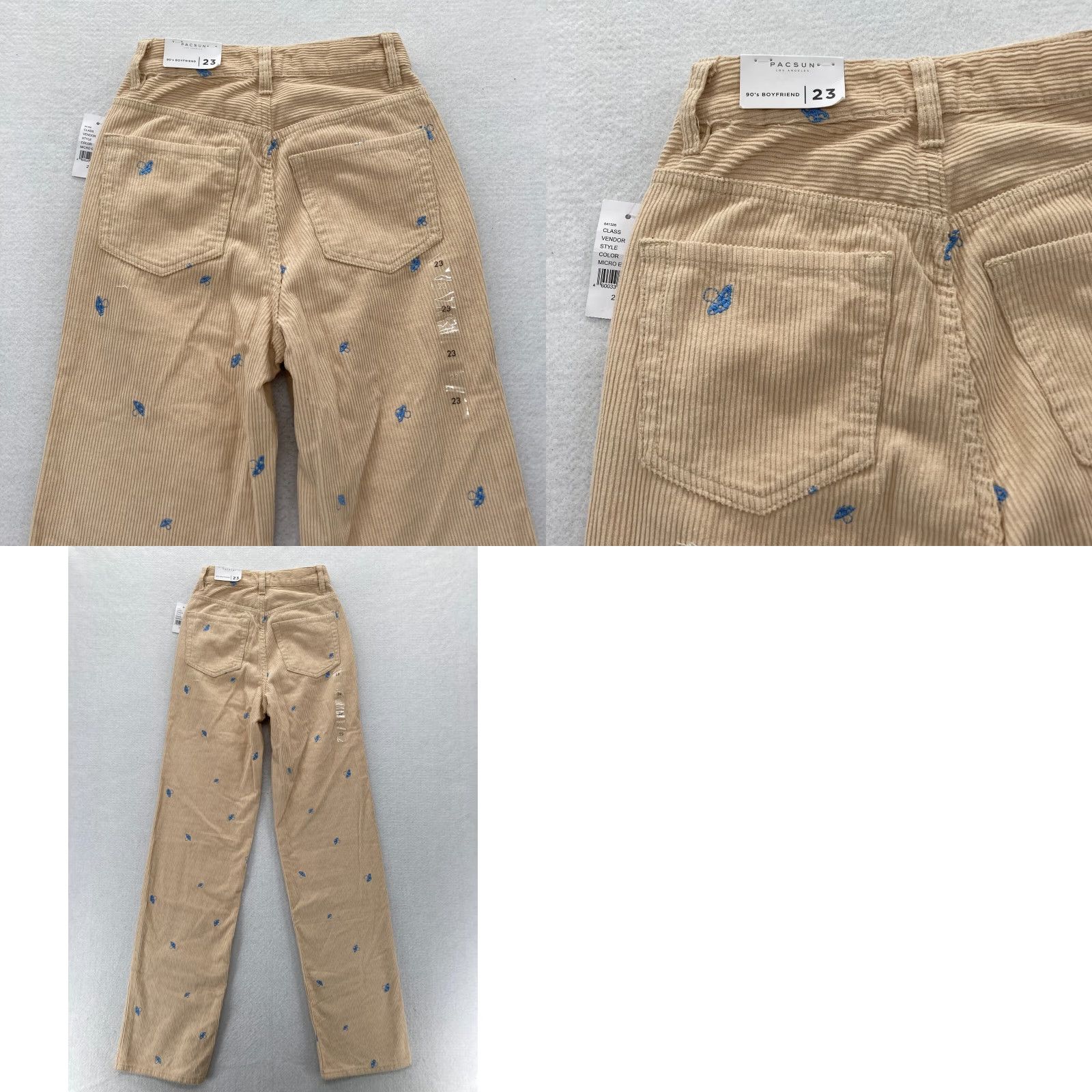 Pacsun Pacsun 90's Boyfriend Pants Women's 23 Brown Corduroy Embroidered Mushroom NWT Size 40" / US 18 - 9 Thumbnail