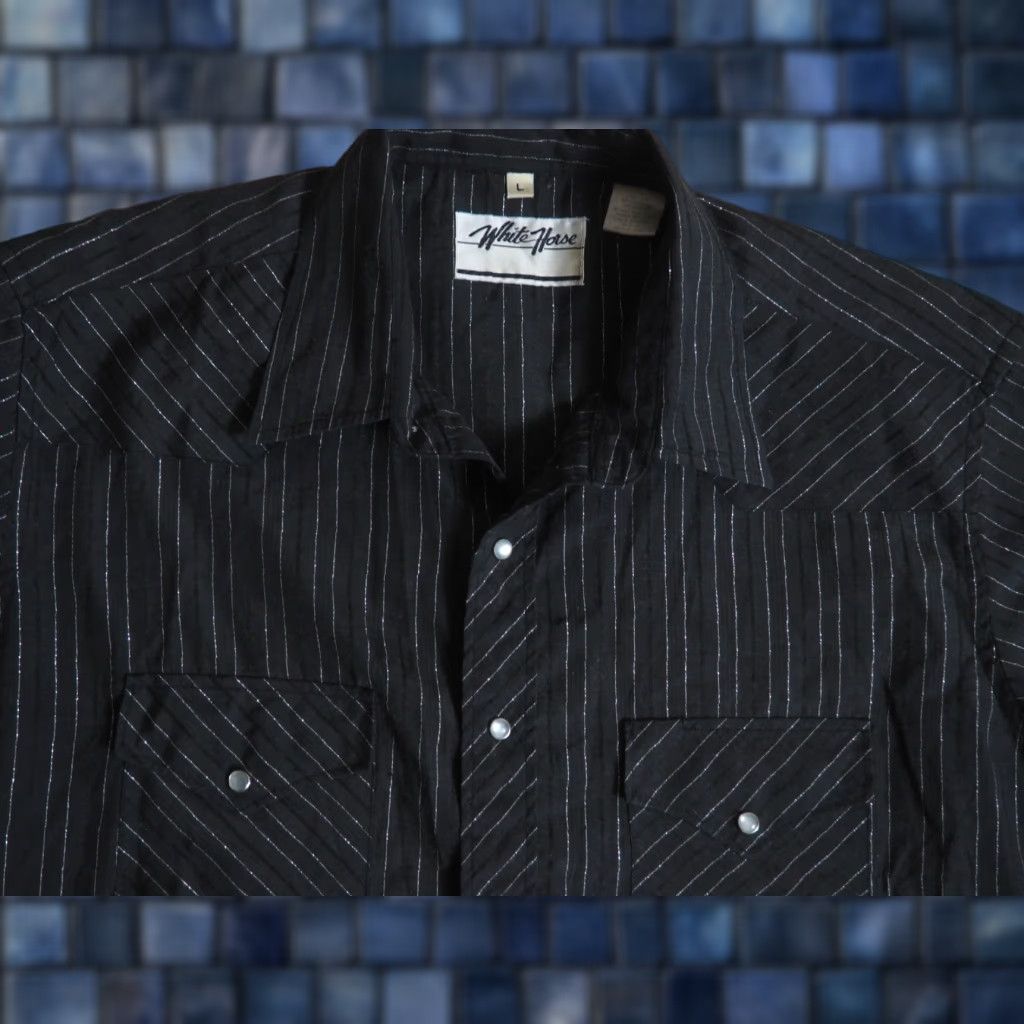 Vintage VTG 90s White Horse Black Silver Foil Western Cowboy Pearl Snap Shirt Mens L Size US L / EU 52-54 / 3 - 1 Thumbnail