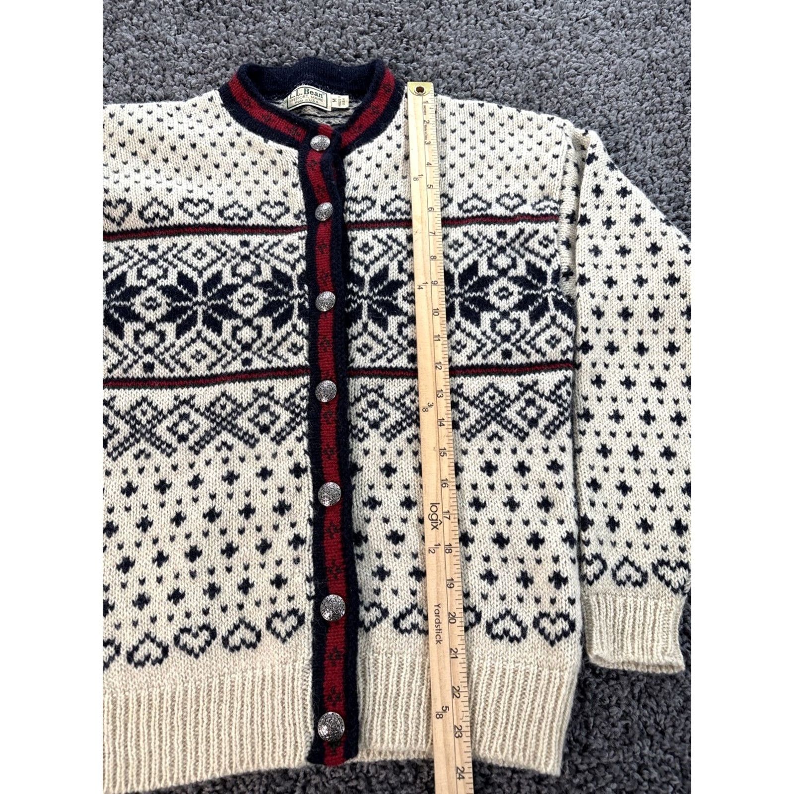Vintage VINTAGE L.L.Bean Wool Cardigan Sweater Womens M Beige Fair Isle USA Size M / US 6-8 / IT 42-44 - 2 Thumbnail
