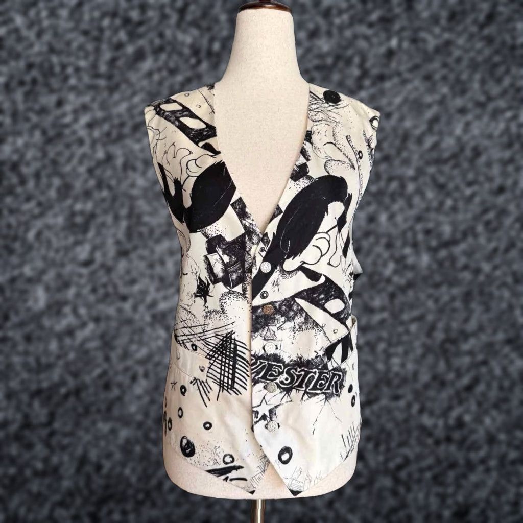 Vintage VINTAGE Iceberg Sylvester Cat Vest Warner Bros Silk Blend White Black M Size US M / EU 48-50 / 2 - 1 Thumbnail