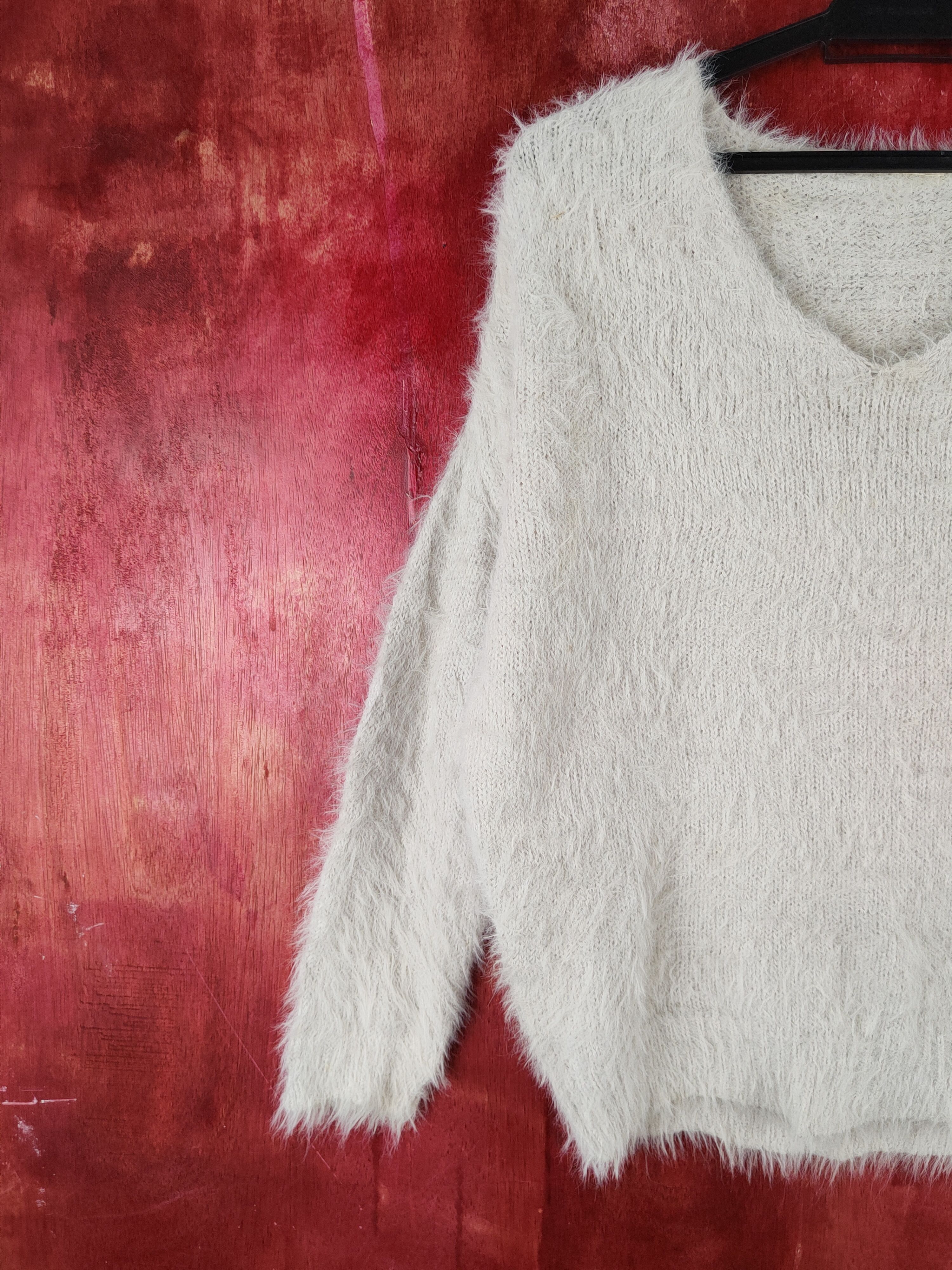 Homespun Knitwear Archives Light Gray Shag Shaggy Fur Mohair Knitwear #S2177 Size M / US 6-8 / IT 42-44 - 3 Thumbnail